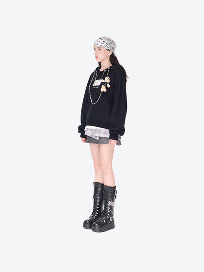 13DE MARZO Sheriff Bear Charm Chain Hoodie