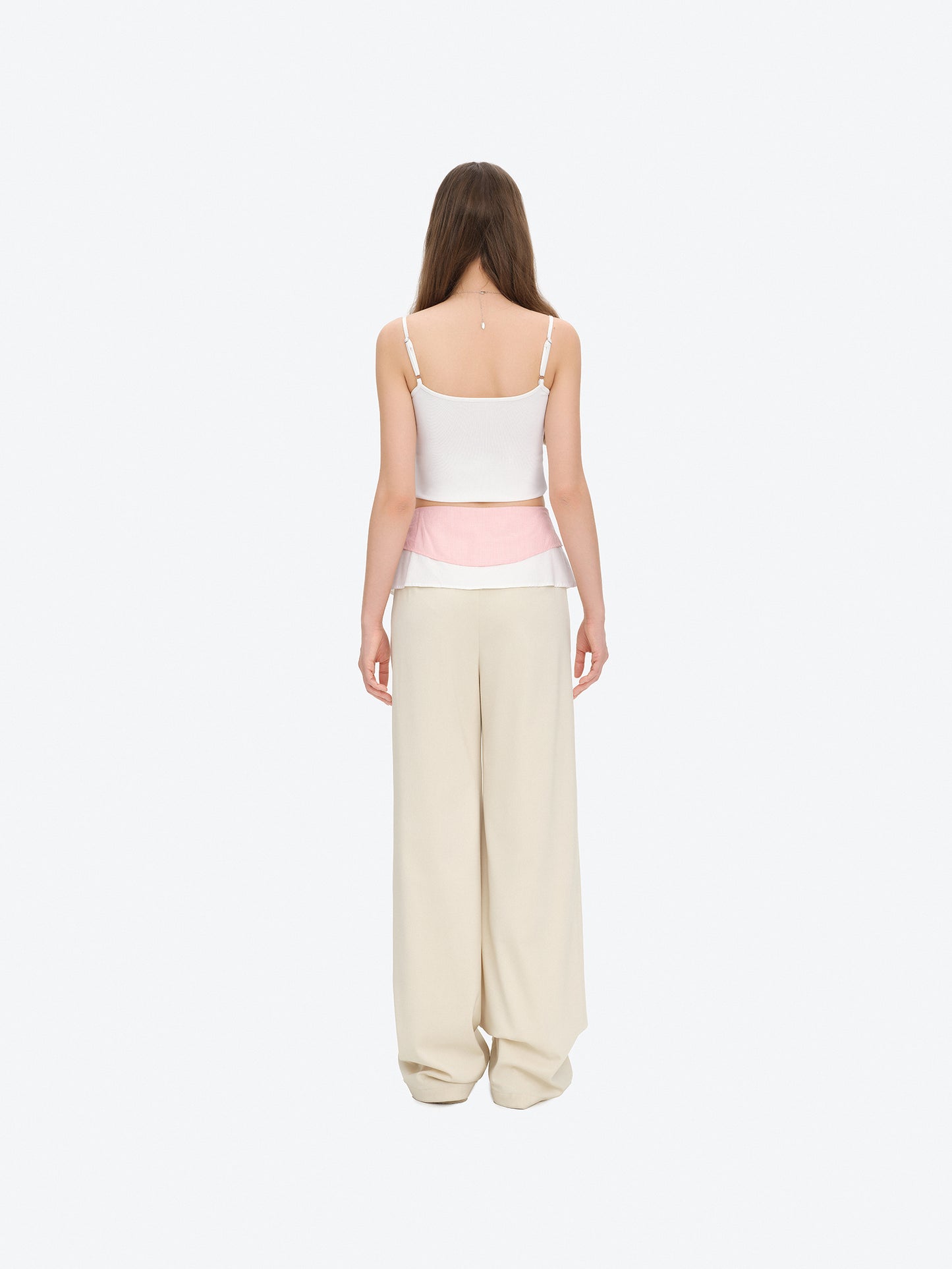 13DE MARZO Double-Layer Shirt Hem Trousers Beige - 13DE MARZO