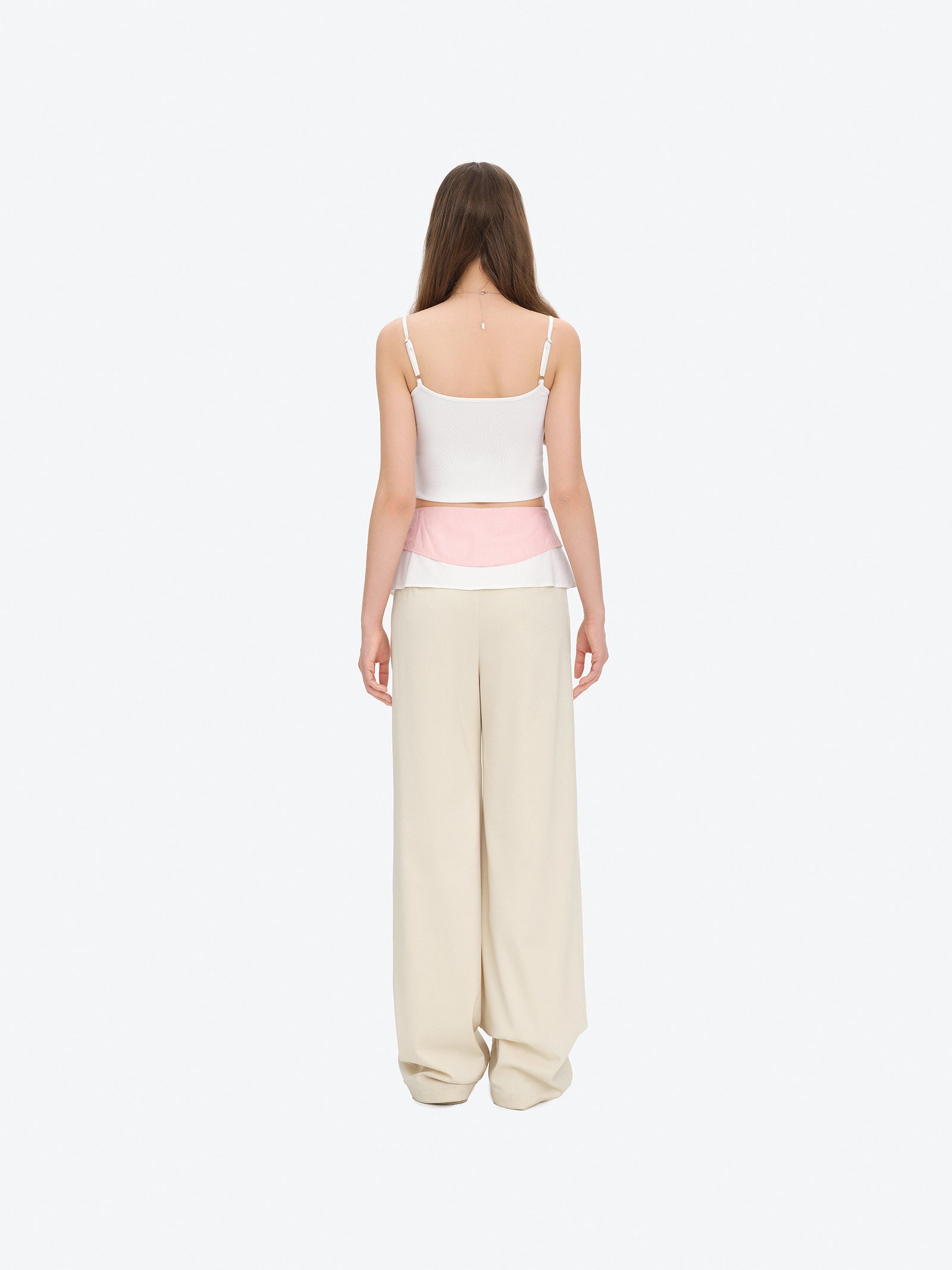 13DE MARZO Double-Layer Shirt Hem Trousers Beige - 13DE MARZO