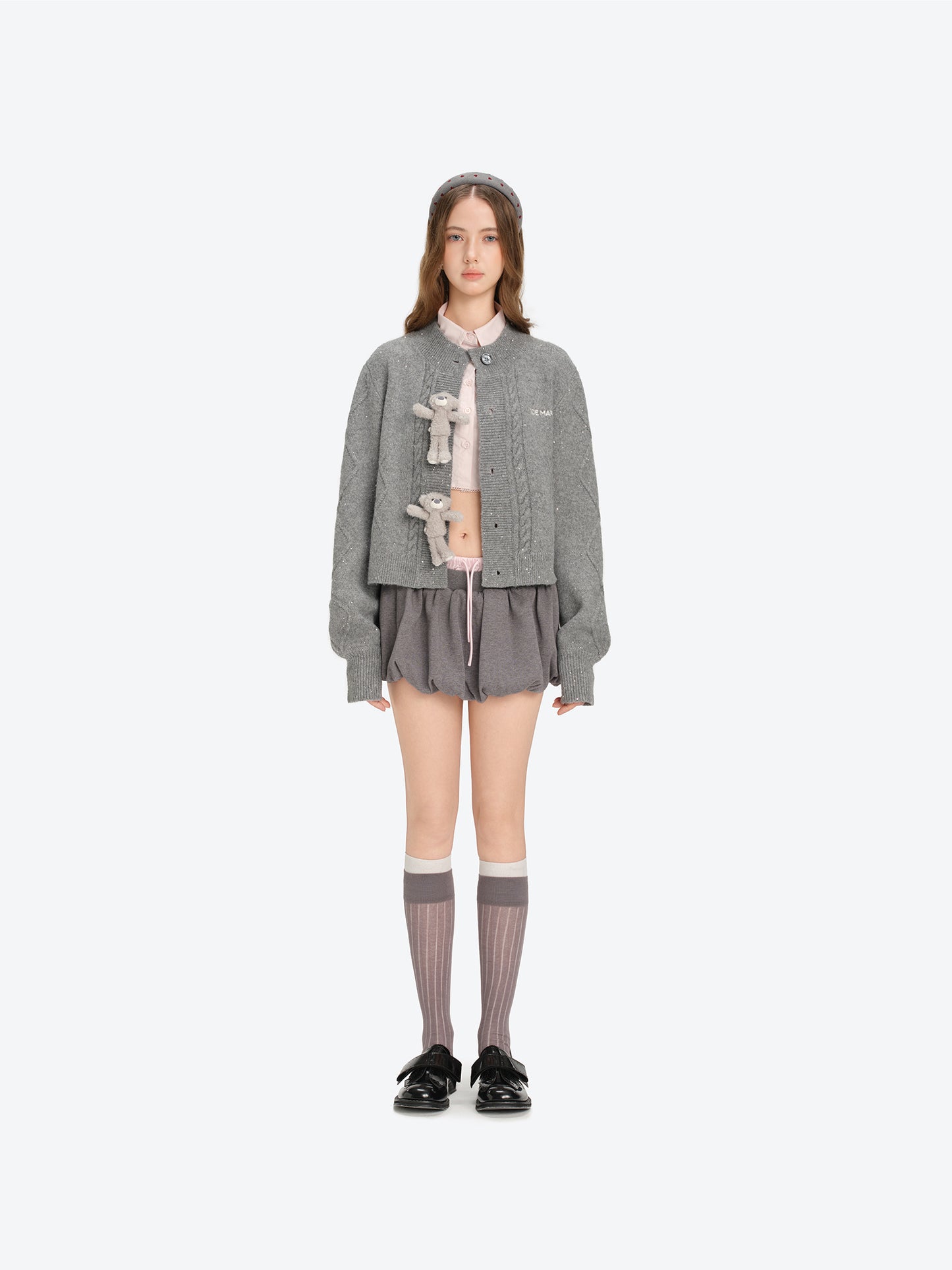 13DE MARZO Sequin Knit Cardigan Grey - 13DE MARZO