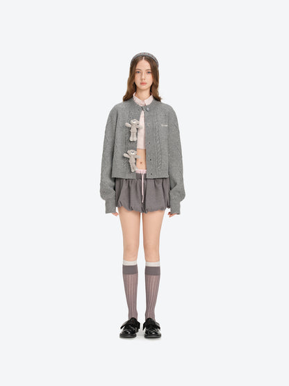 13DE MARZO Sequin Knit Cardigan Grey - 13DE MARZO