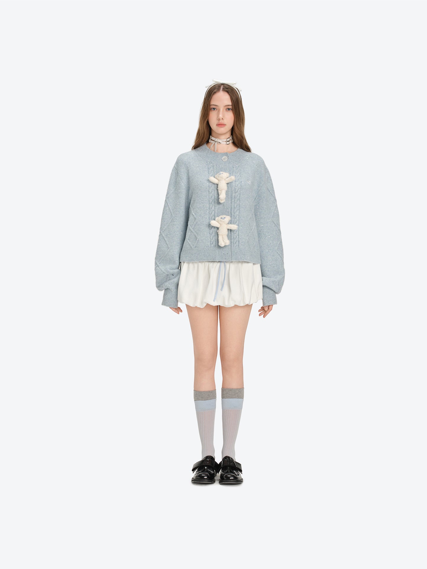 13DE MARZO Sequin Knit Cardigan Blue - 13DE MARZO