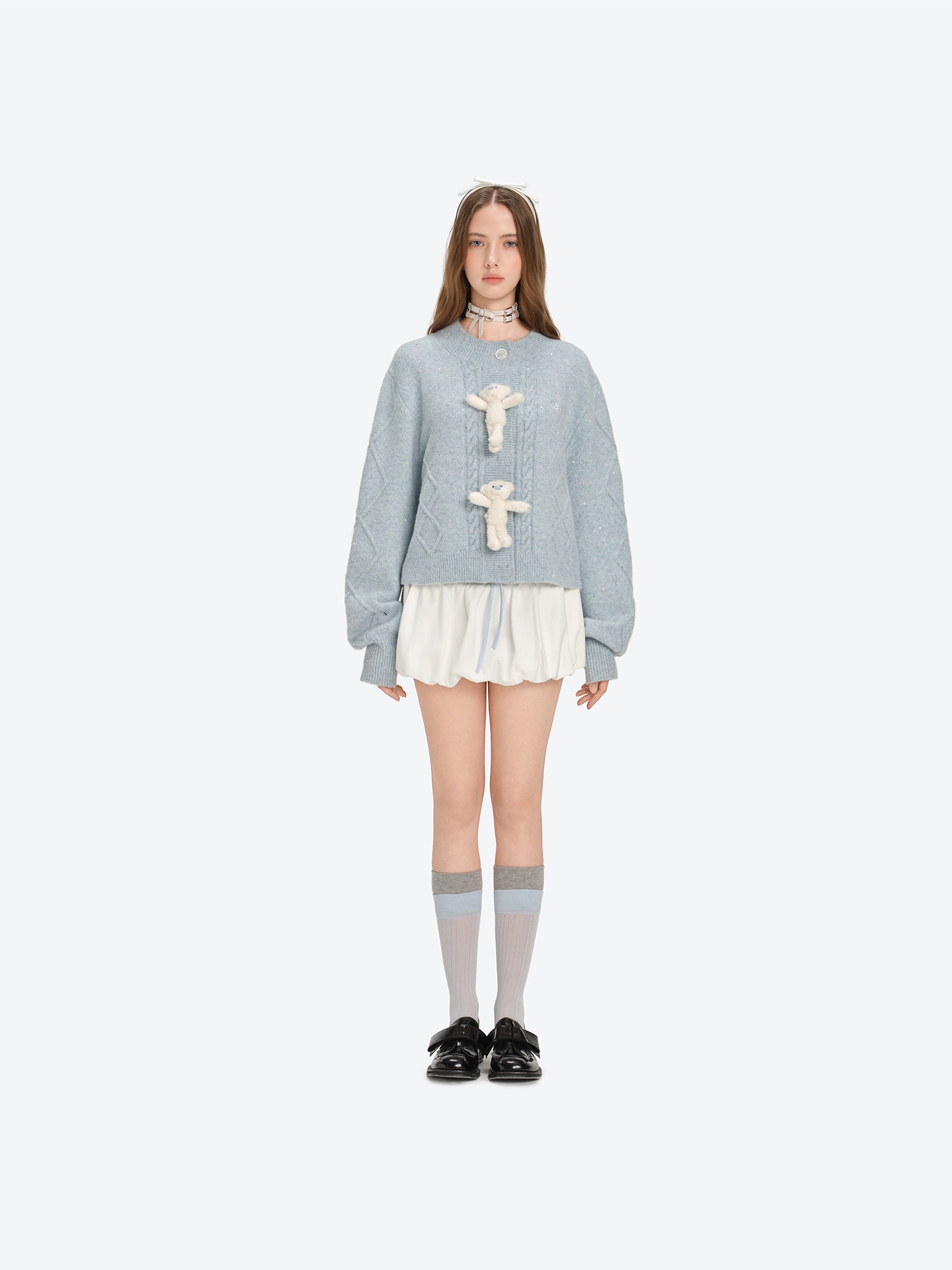 13DE MARZO Sequin Knit Cardigan Blue - 13DE MARZO