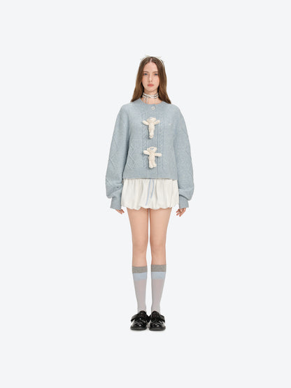 13DE MARZO Sequin Knit Cardigan Blue - 13DE MARZO