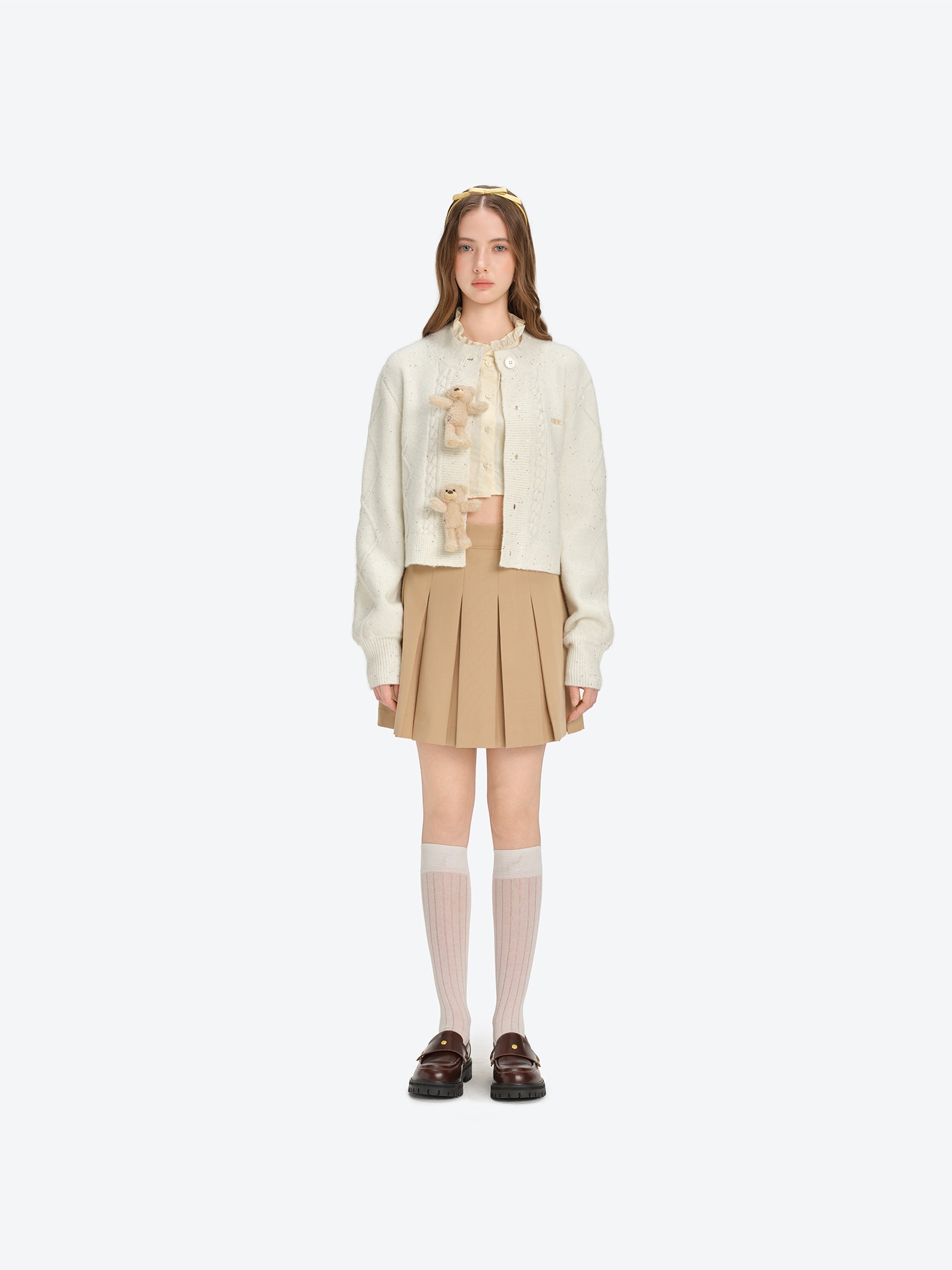 13DE MARZO Sequin Knit Cardigan White - 13DE MARZO