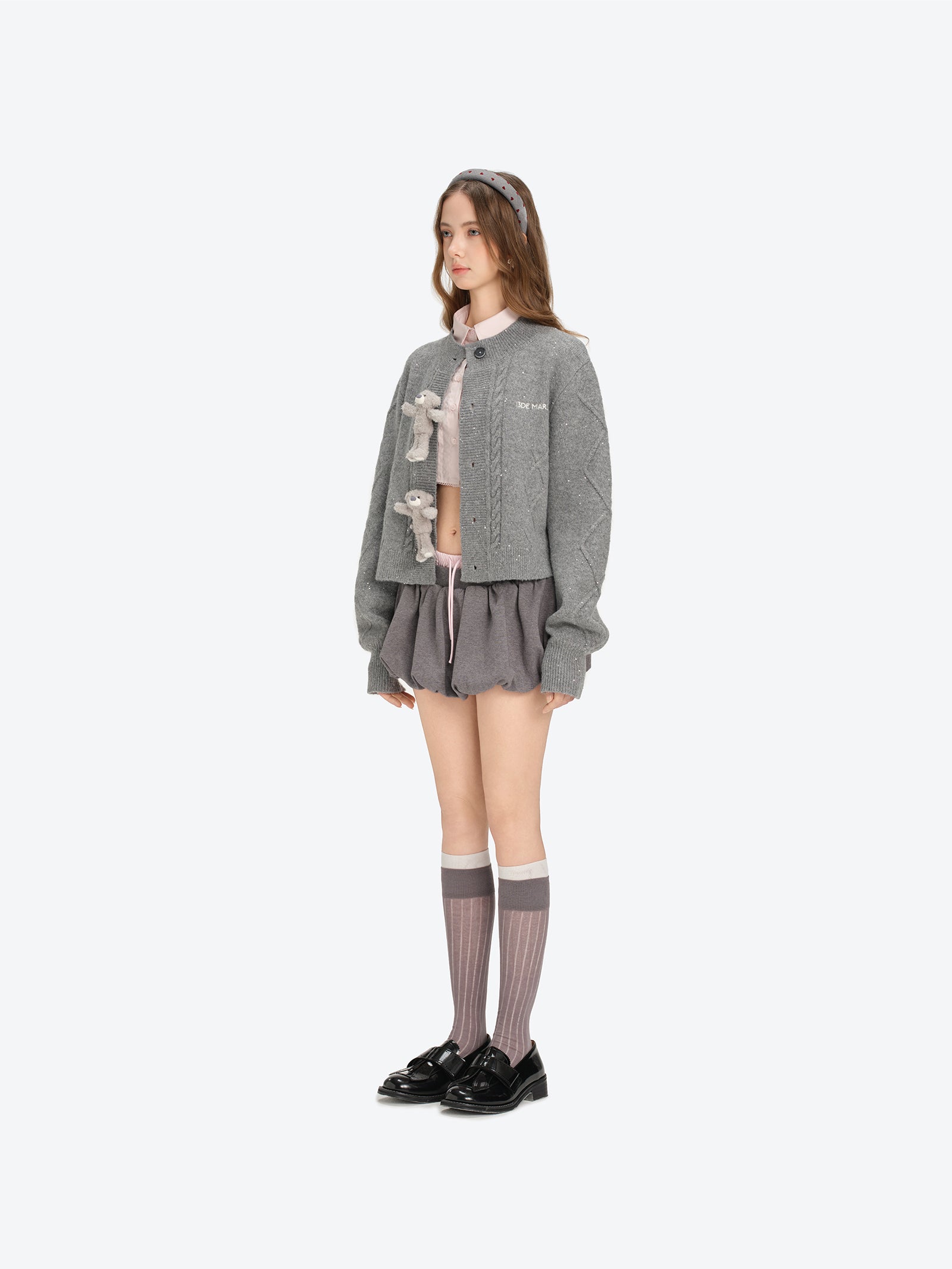 13DE MARZO Sequin Knit Cardigan Grey - 13DE MARZO