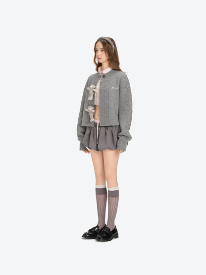 13DE MARZO Sequin Knit Cardigan Grey - 13DE MARZO