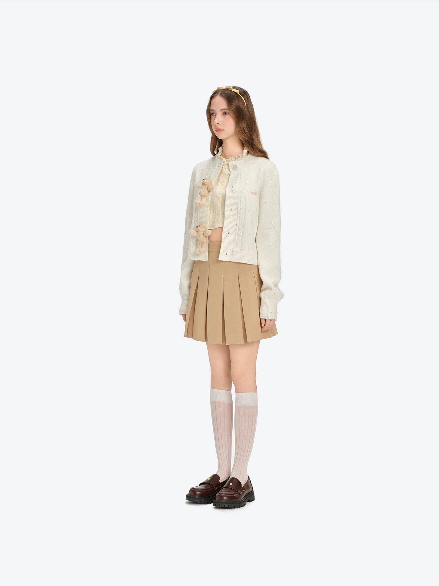 13DE MARZO Sequin Knit Cardigan White - 13DE MARZO