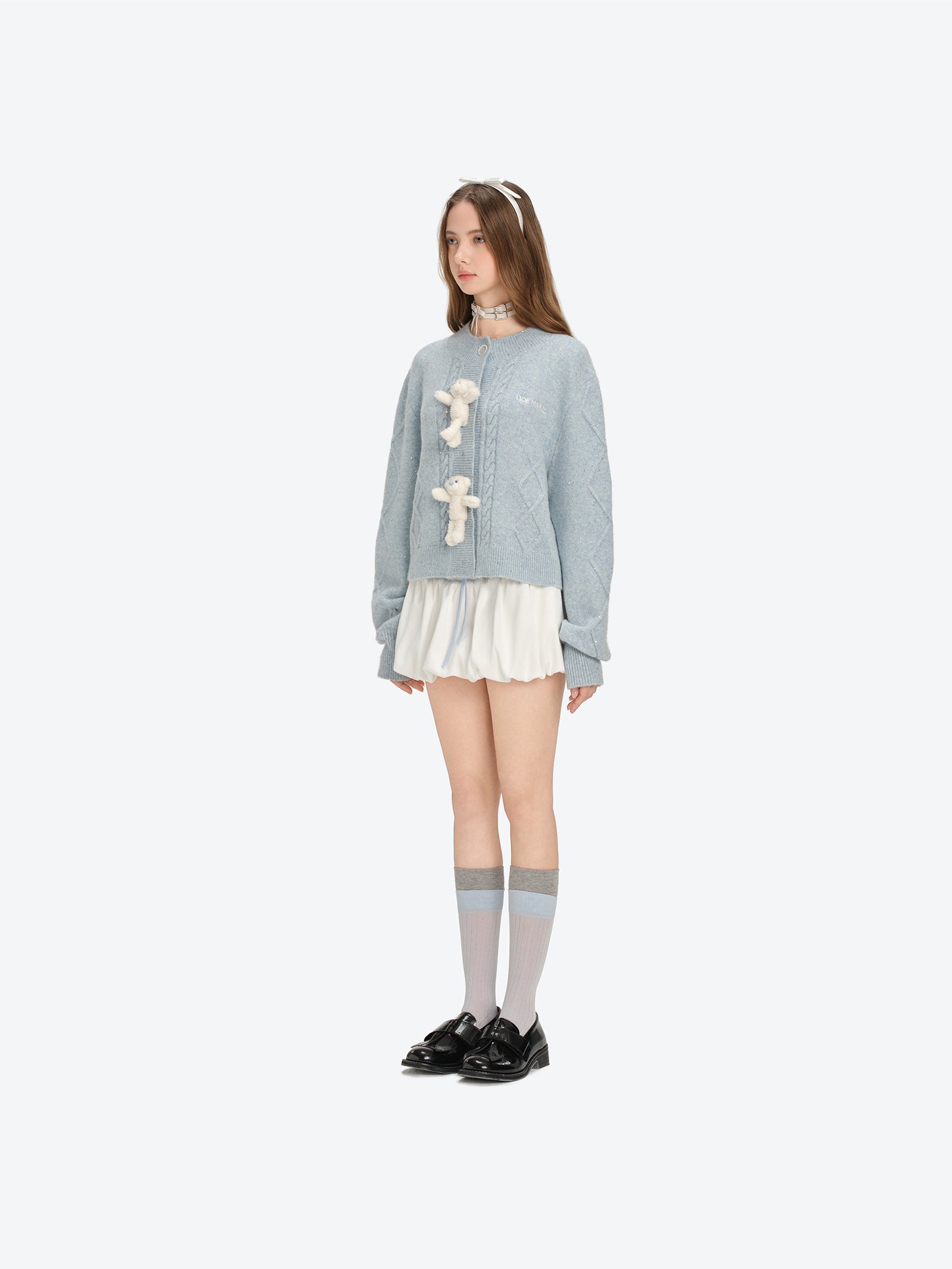 13DE MARZO Sequin Knit Cardigan Blue - 13DE MARZO