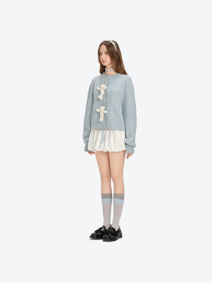 13DE MARZO Sequin Knit Cardigan Blue - 13DE MARZO