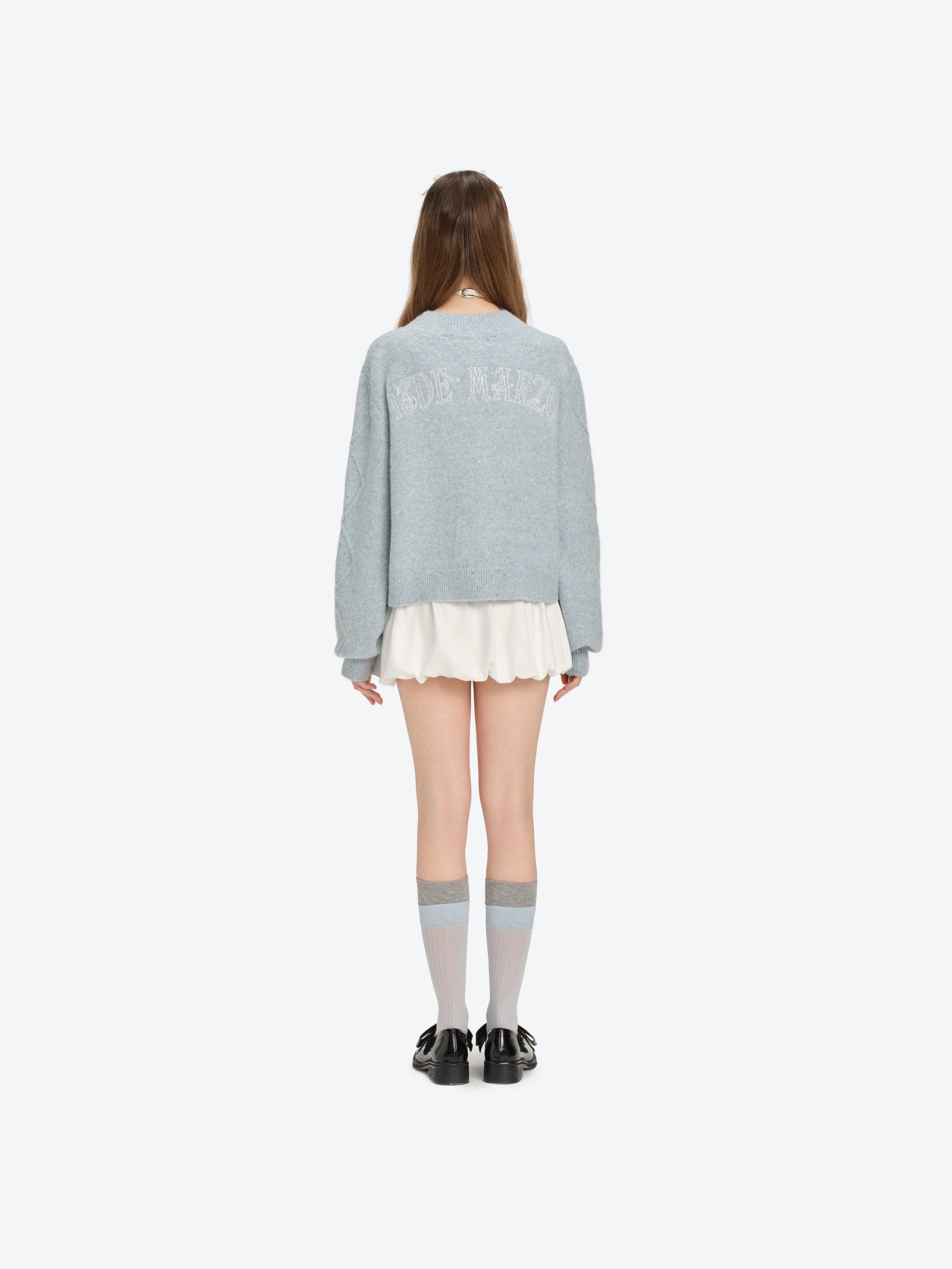 13DE MARZO Sequin Knit Cardigan Blue - 13DE MARZO
