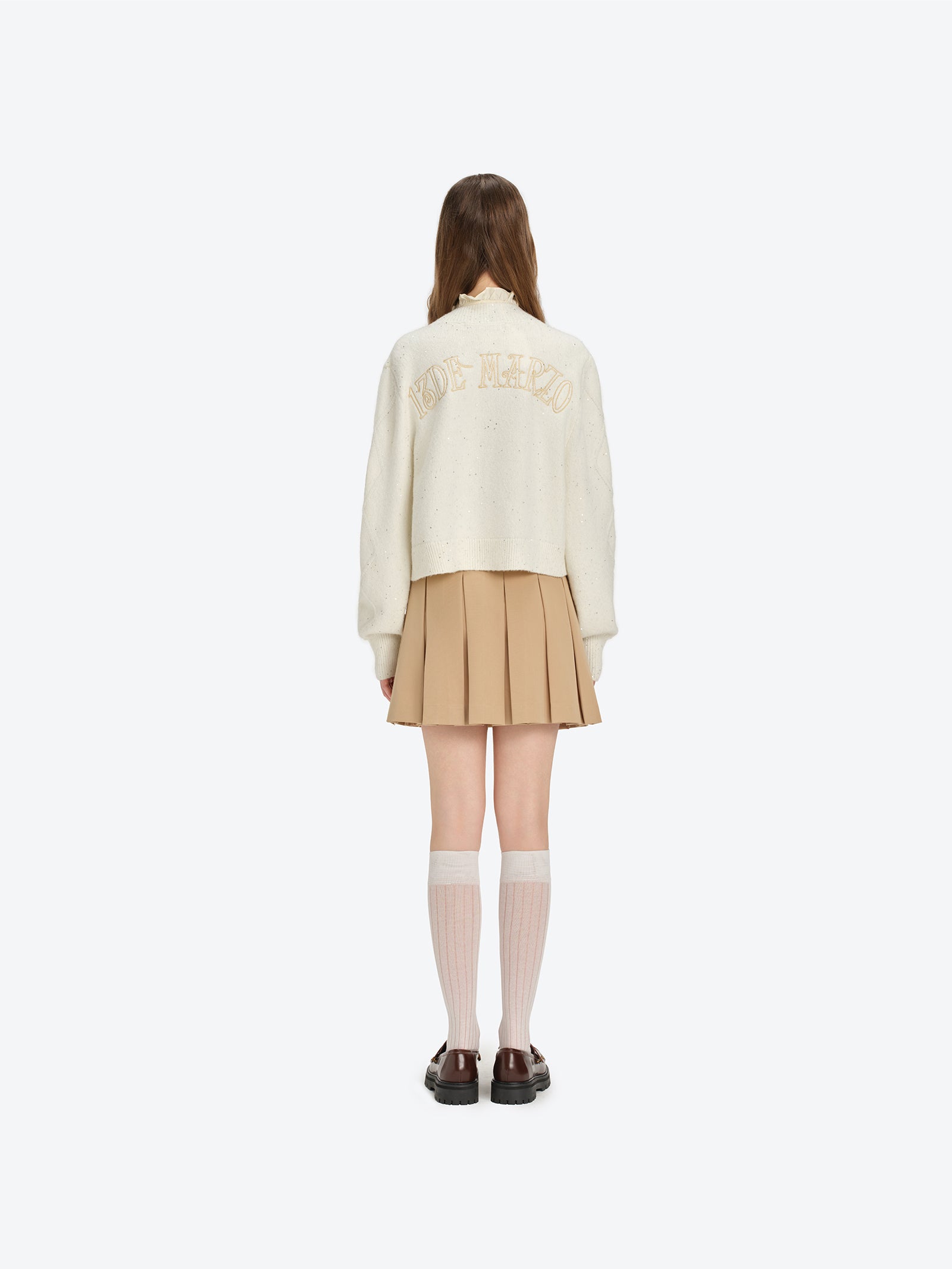 13DE MARZO Sequin Knit Cardigan White - 13DE MARZO
