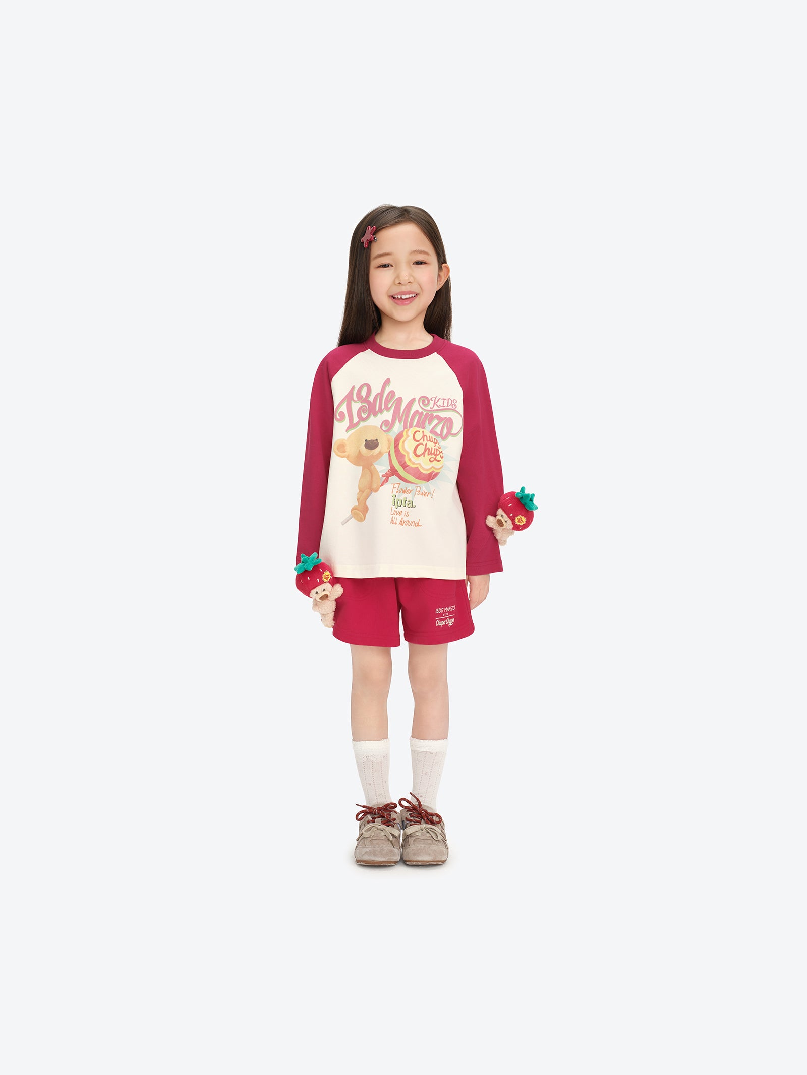 13DE MARZO BabyBear Lollipop Raglan Long Sleeve Red - 13DE MARZO