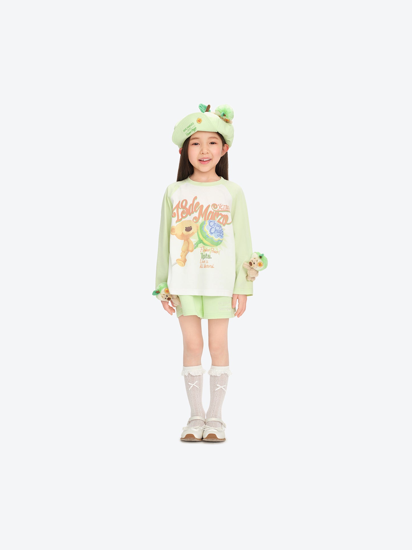 13DE MARZO BabyBear Lollipop Raglan Long Sleeve Green - 13DE MARZO