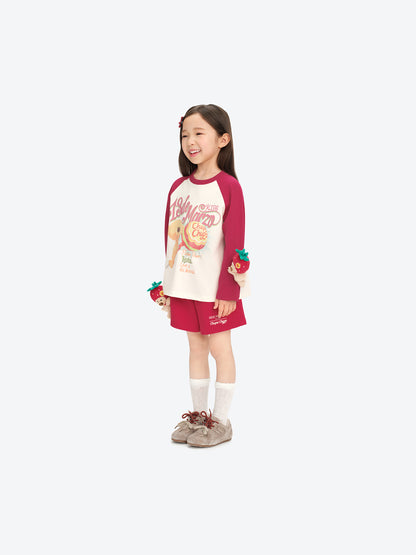 13DE MARZO BabyBear Lollipop Raglan Long Sleeve Red - 13DE MARZO