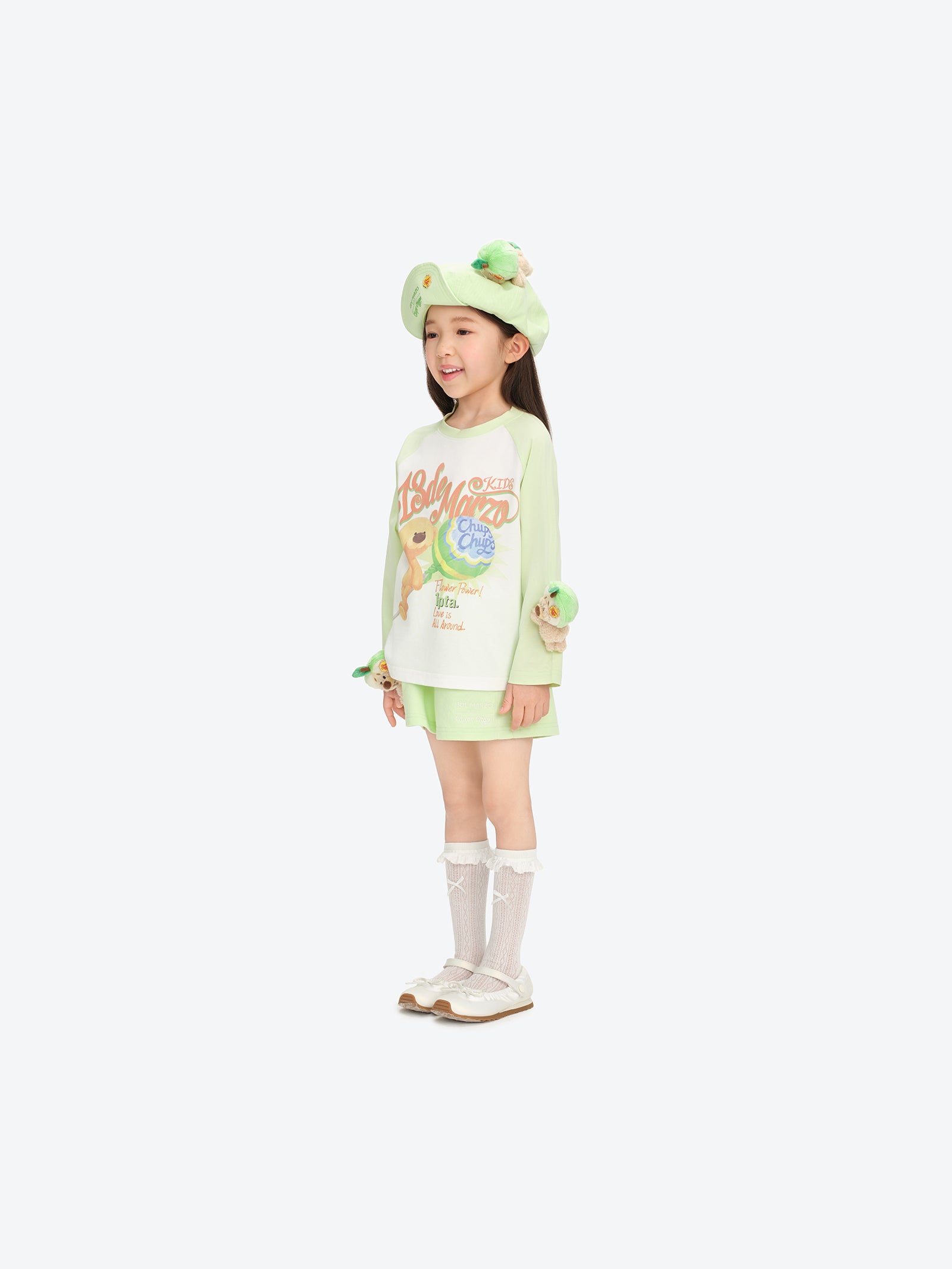 13DE MARZO BabyBear Lollipop Raglan Long Sleeve Green - 13DE MARZO