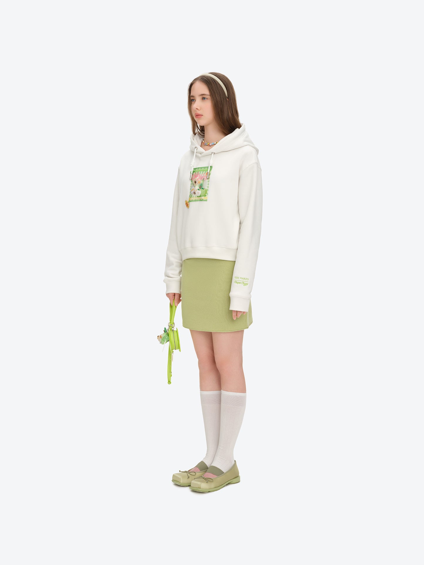 13DE MARZO Lollipop Wrapper Cropped Hoodie White - 13DE MARZO