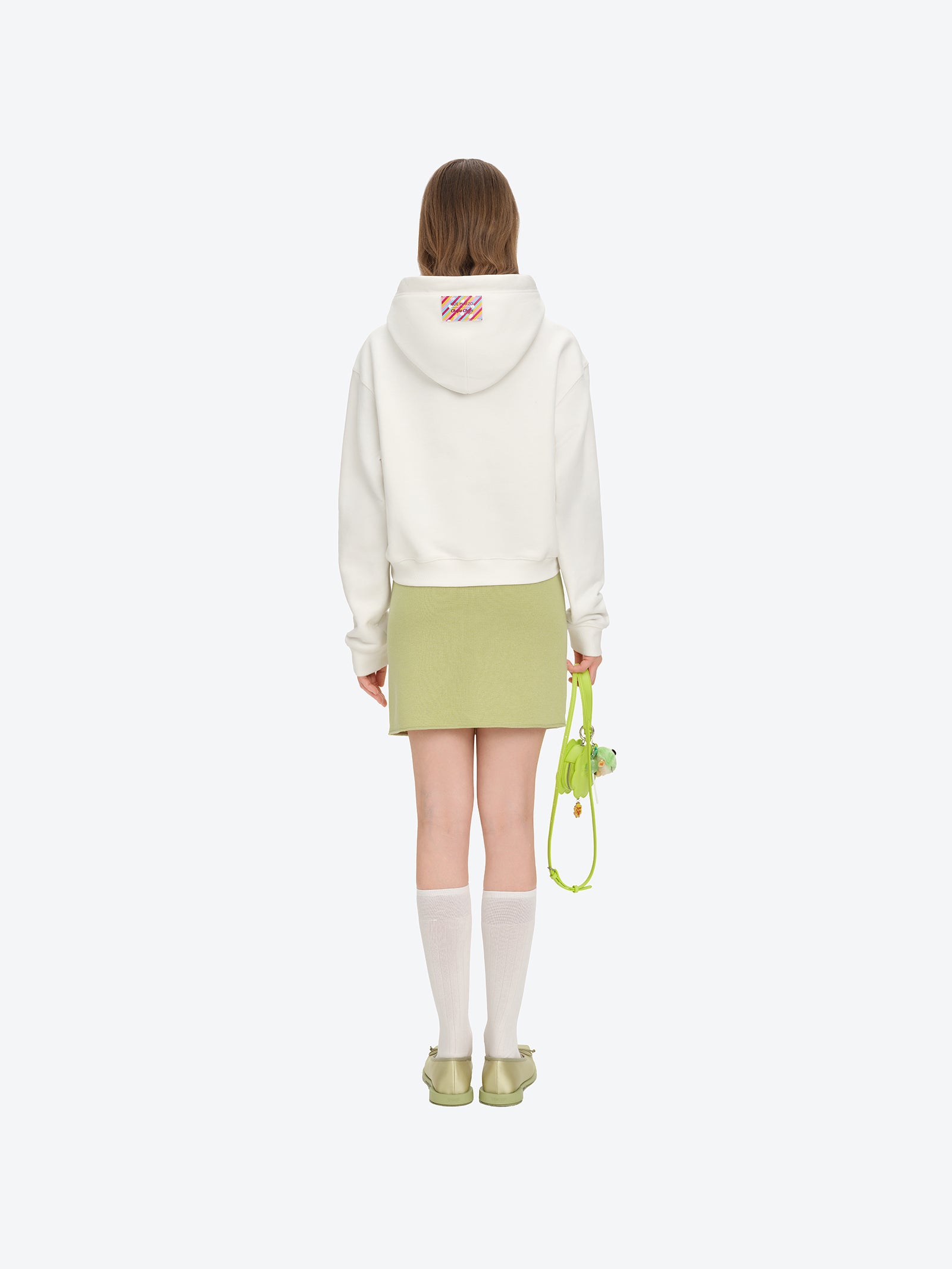 13DE MARZO Lollipop Wrapper Cropped Hoodie White - 13DE MARZO