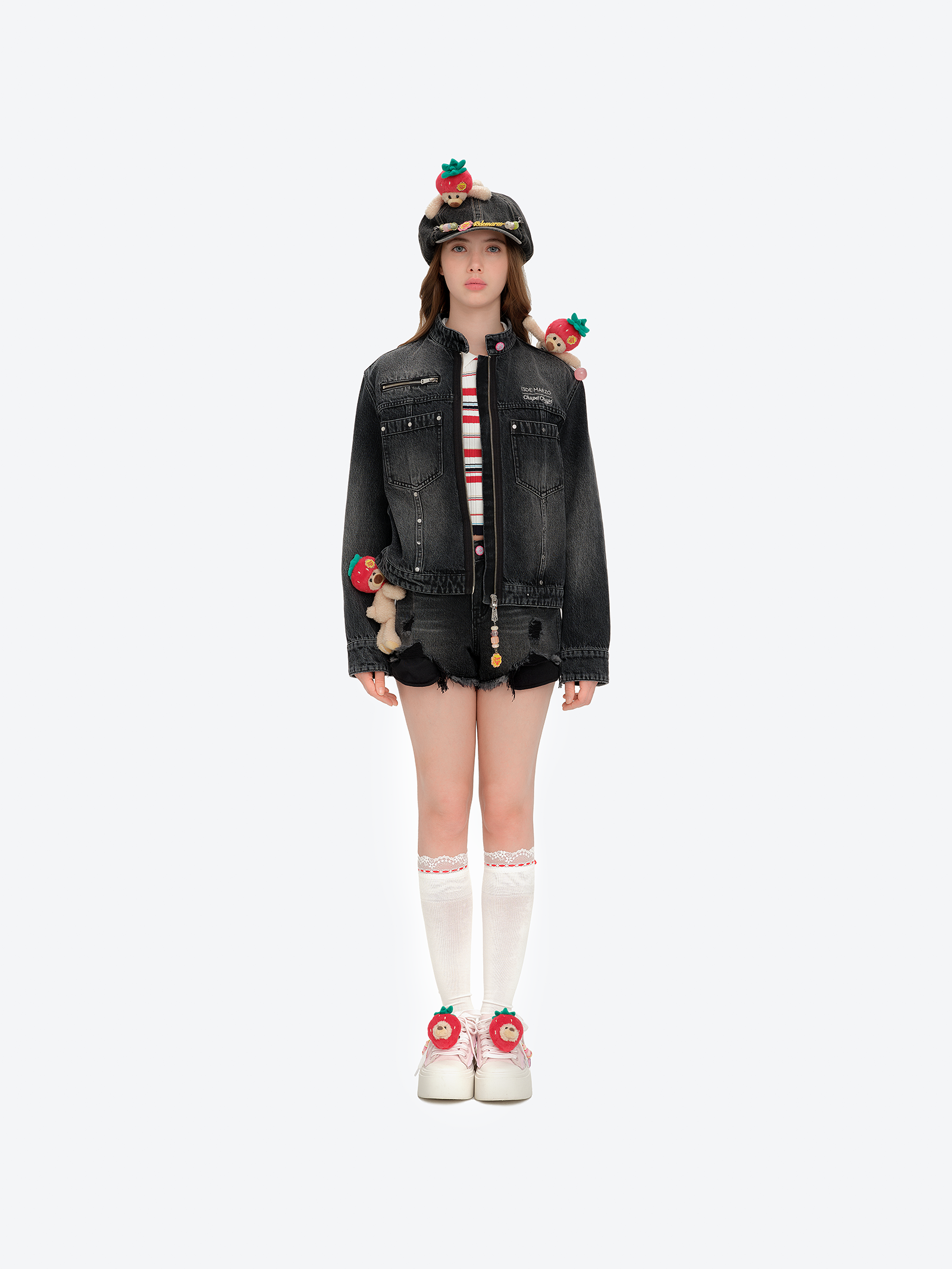13DE MARZO Chain Detail Beret Black - 13DE MARZO