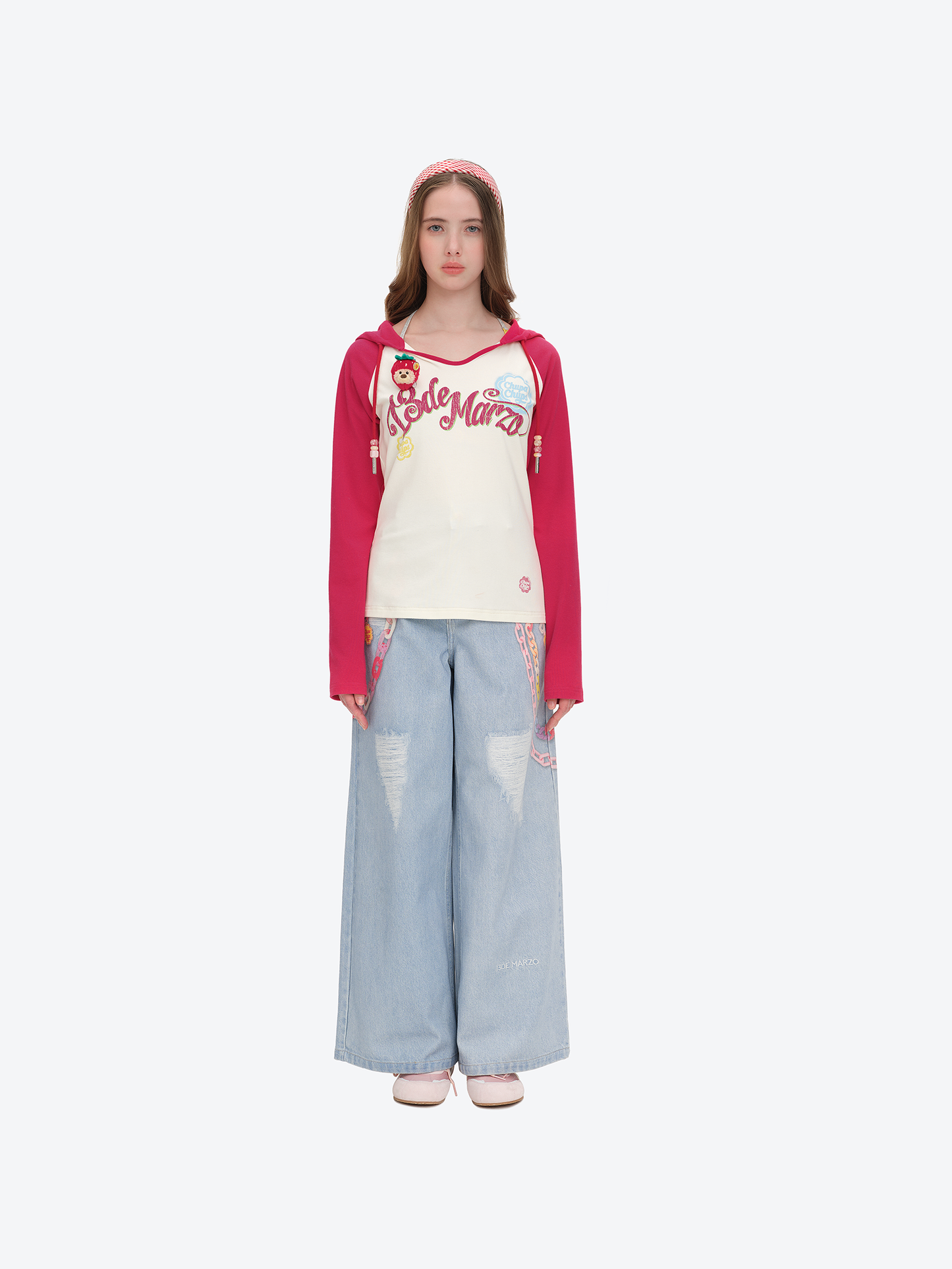 13DE MARZO Raglan Sleeve Hooded Long Sleeve Red - 13DE MARZO