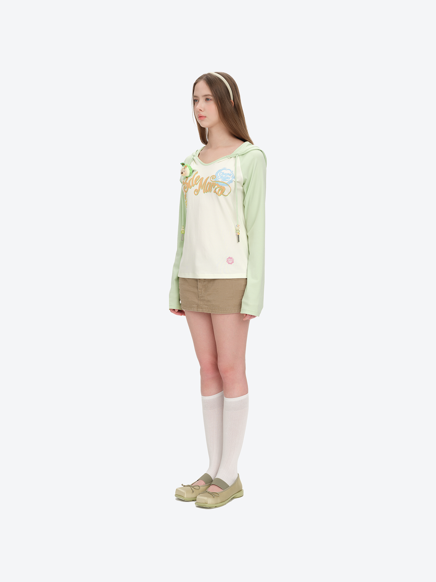13DE MARZO Raglan Sleeve Hooded Long Sleeve Green - 13DE MARZO