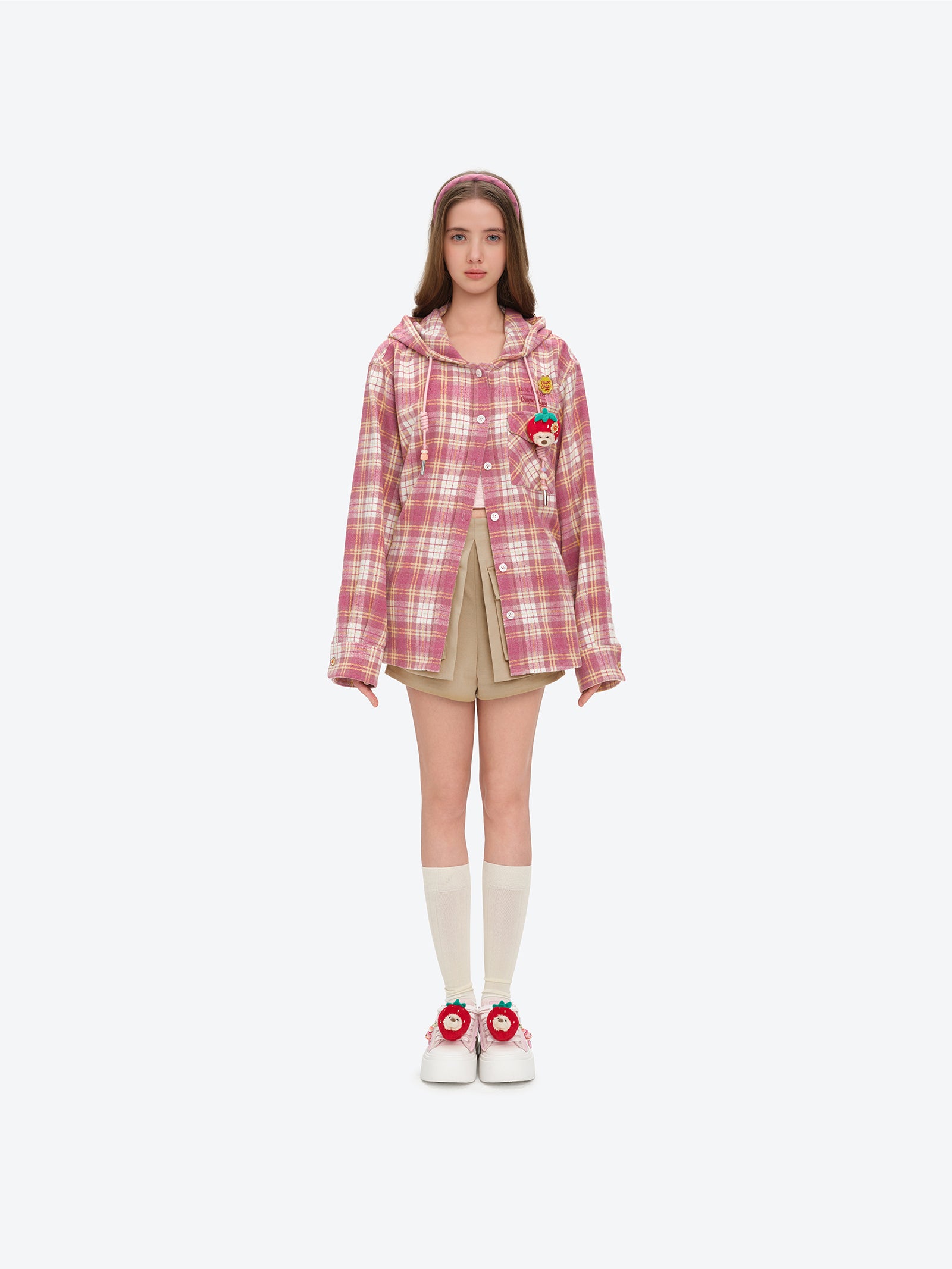 13DE MARZO Lollipop Hooded Shirt Jacket Pink - 13DE MARZO