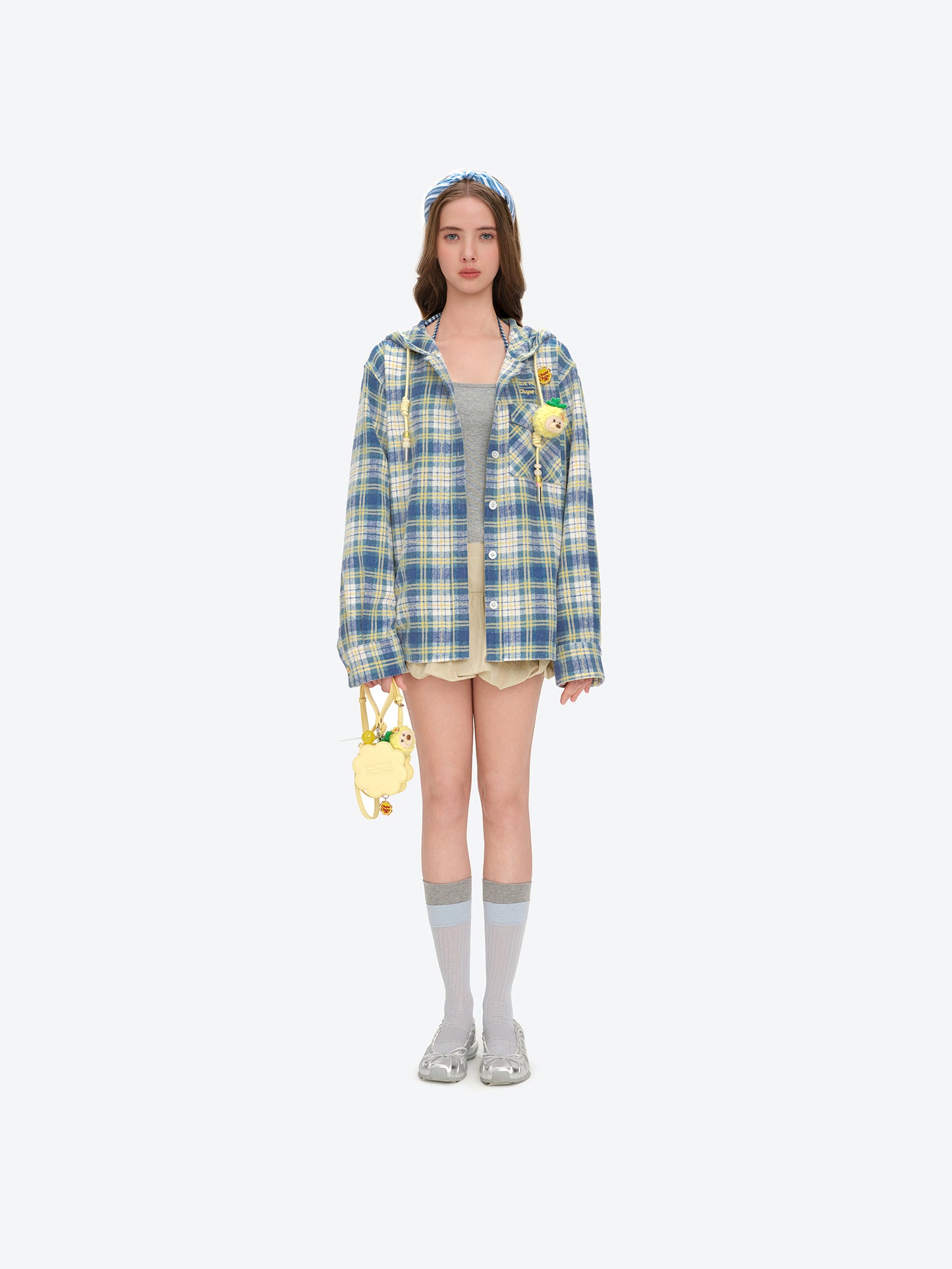 13DE MARZO Lollipop Hooded Shirt Jacket Blue - 13DE MARZO