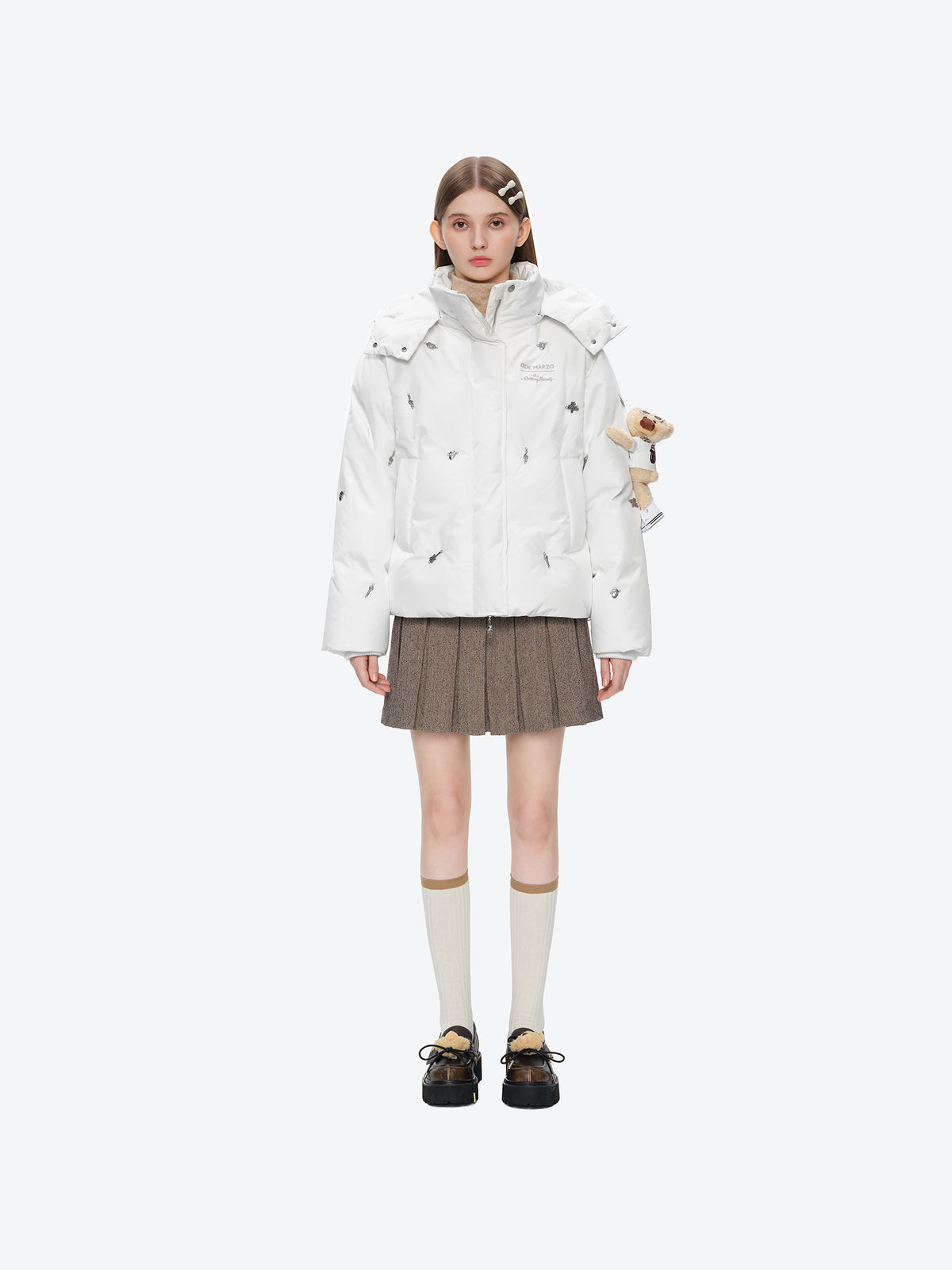 13DE MARZO Rolling Stones Down Jacket White
