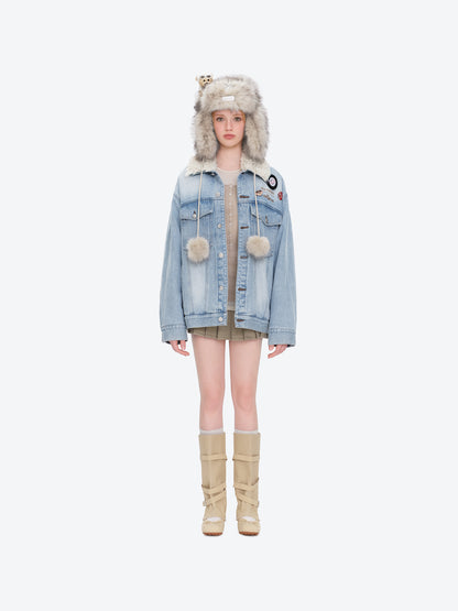 13DE MARZO Rolling Stones Tongue Denim Jacket