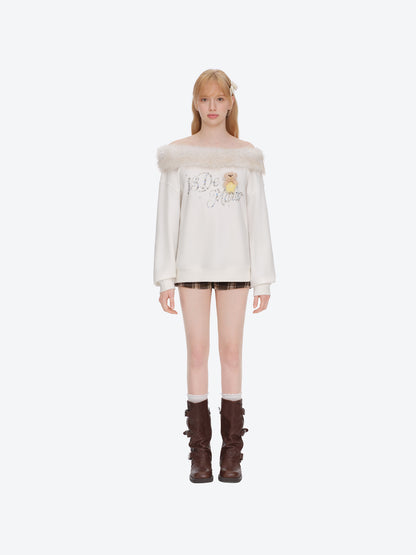 13DE MARZO Shimmer Logo Sweatshirt Beige