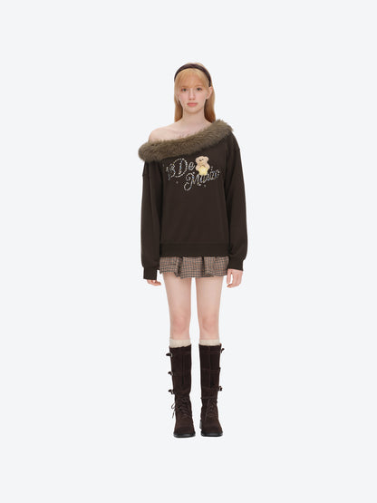 13DE MARZO Shimmer Logo Sweatshirt Brown