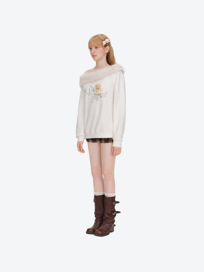 13DE MARZO Shimmer Logo Sweatshirt Beige