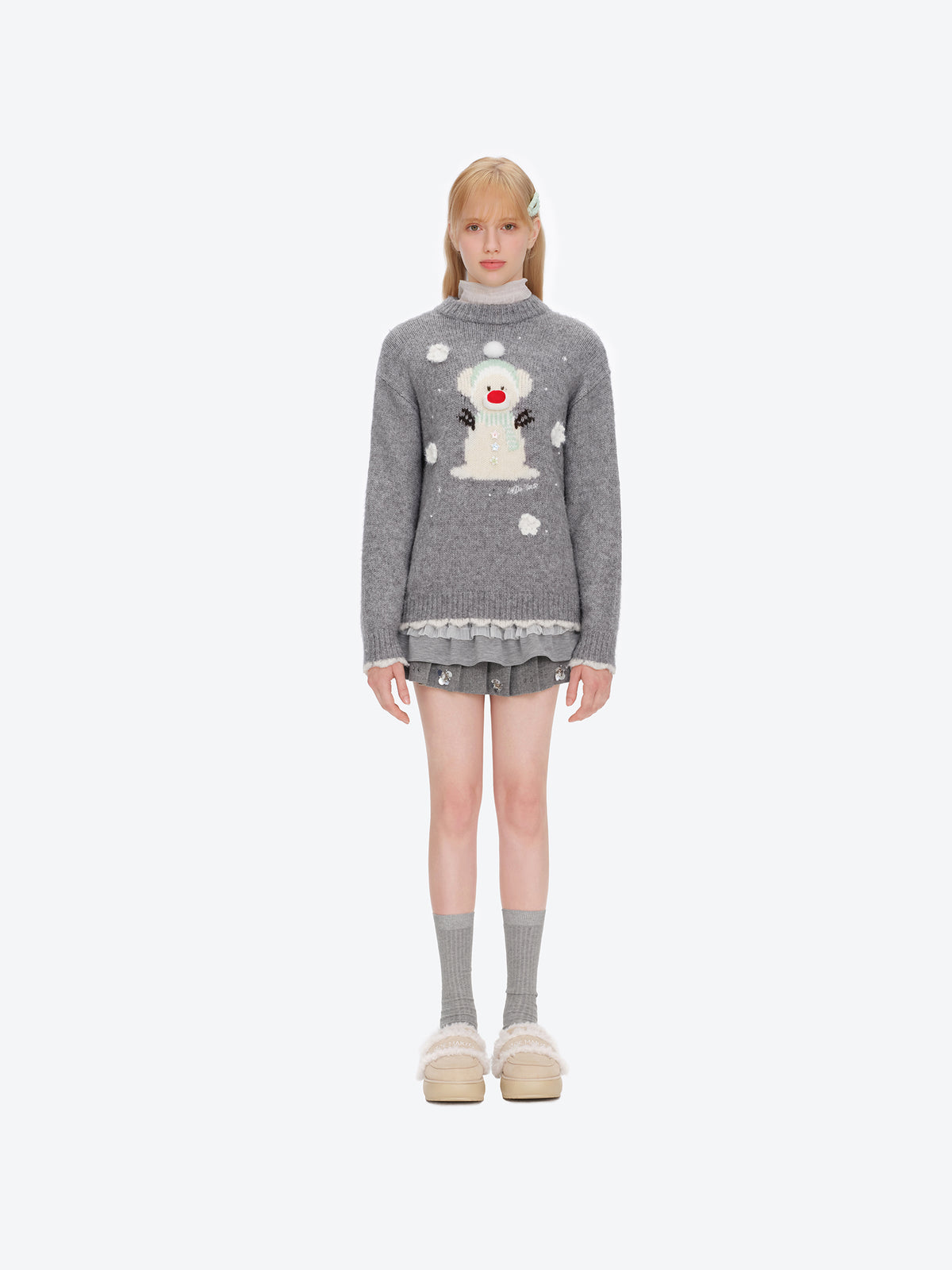 13DE MARZO Snow Bear Sweater Grey