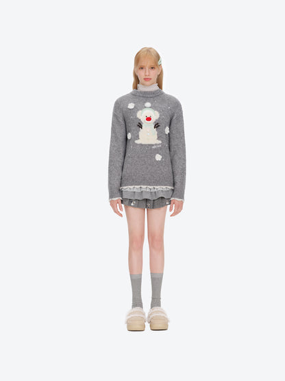13DE MARZO Snow Bear Sweater Grey