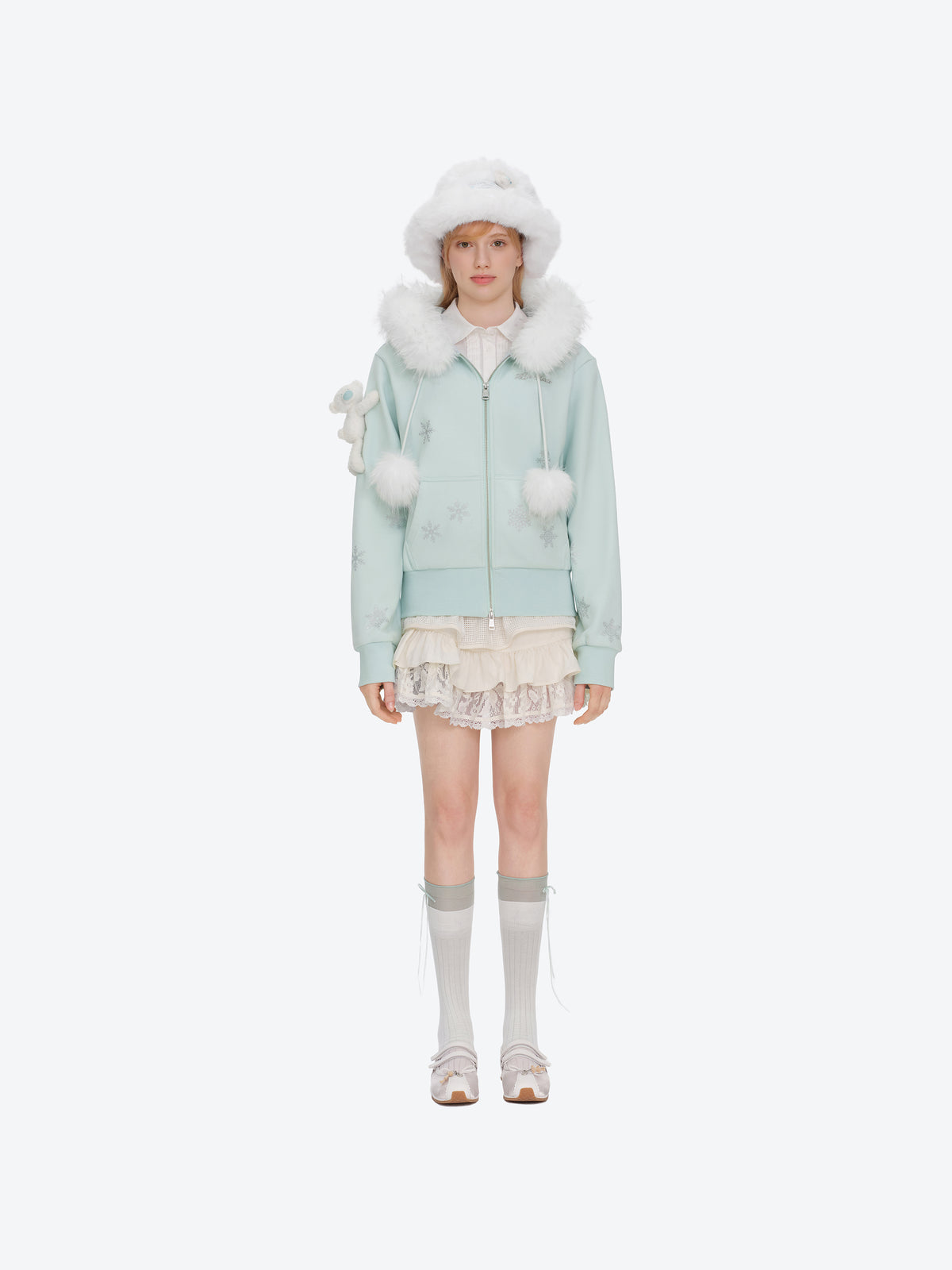 13DE MARZO Snow Bear Bucket Hat White - 13DE MARZO