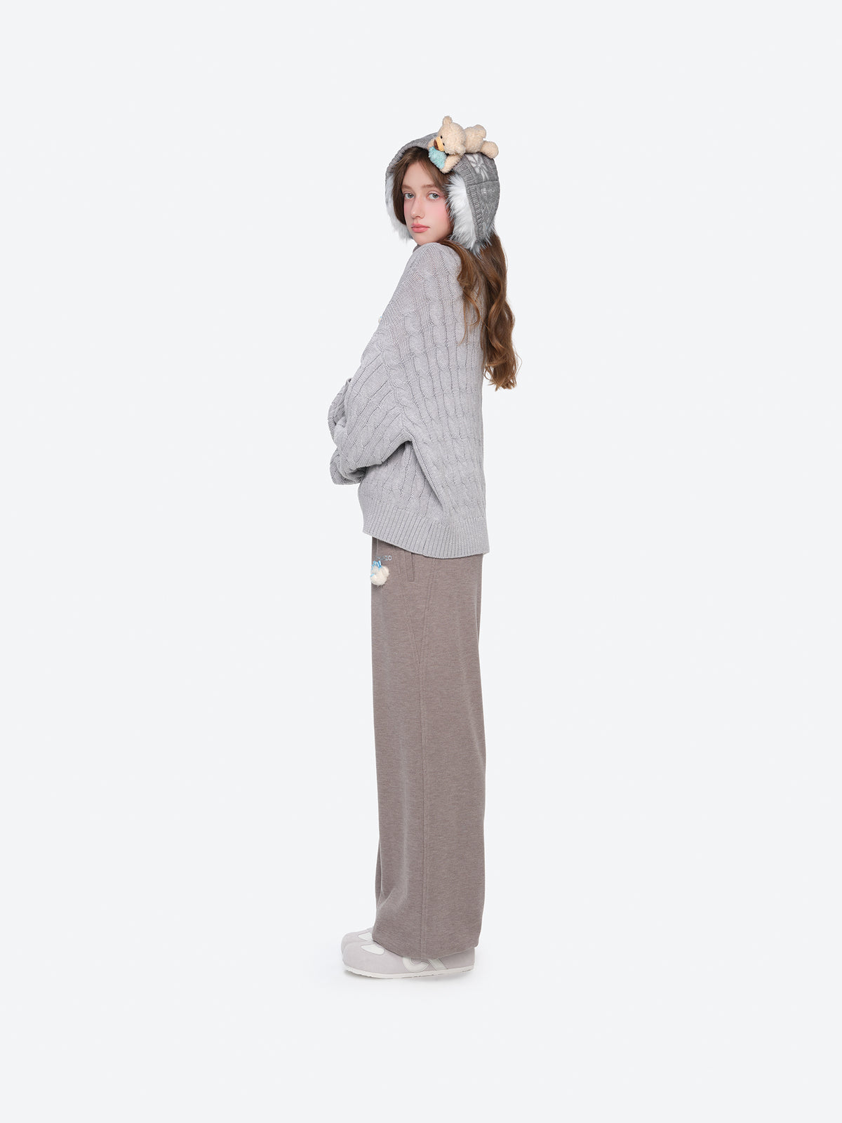13DE MARZO Luminous Bear Star Tie Ear Warmer Grey