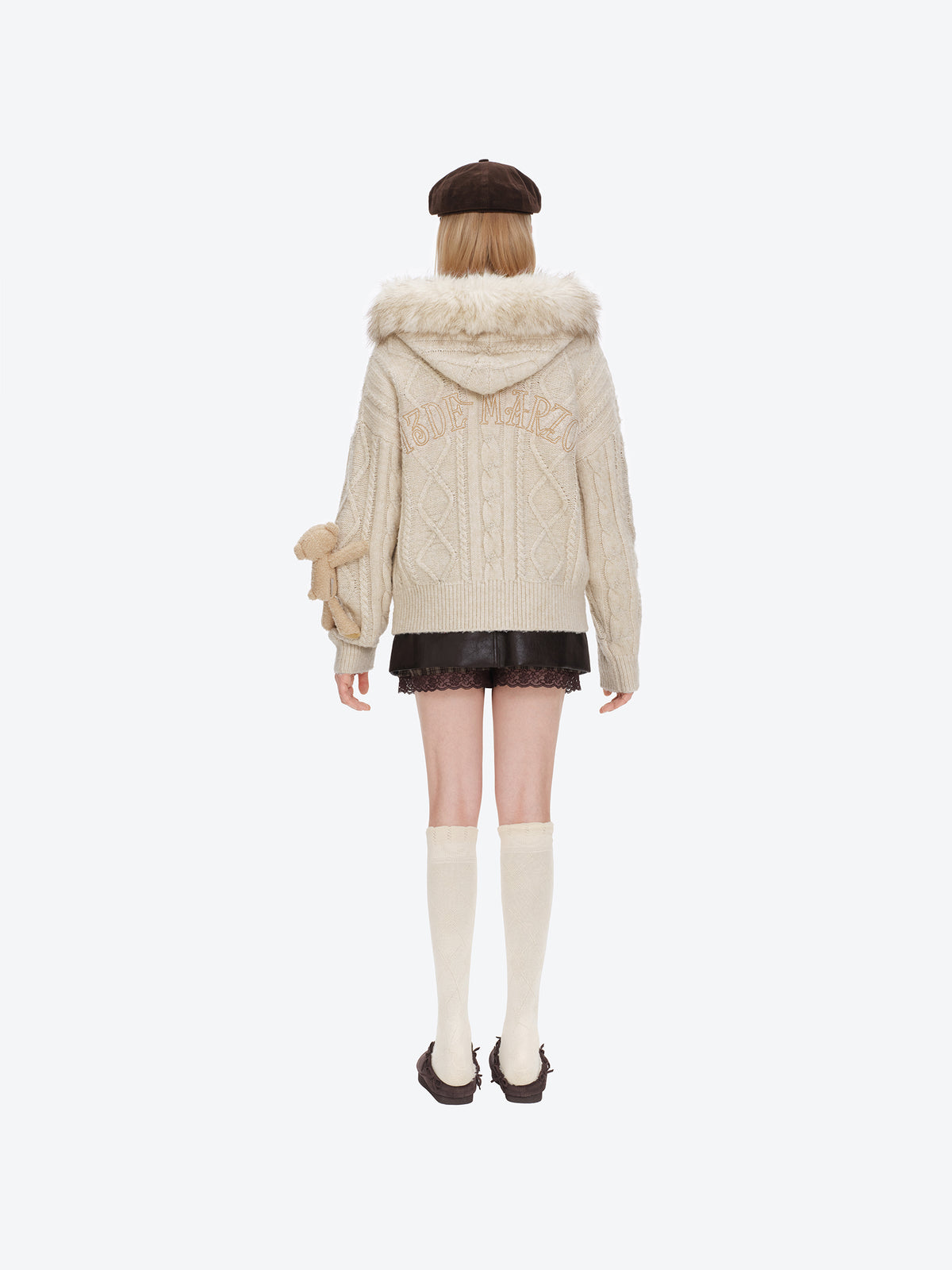 13DE MARZO Doozoo Hooded Cardigan Beige