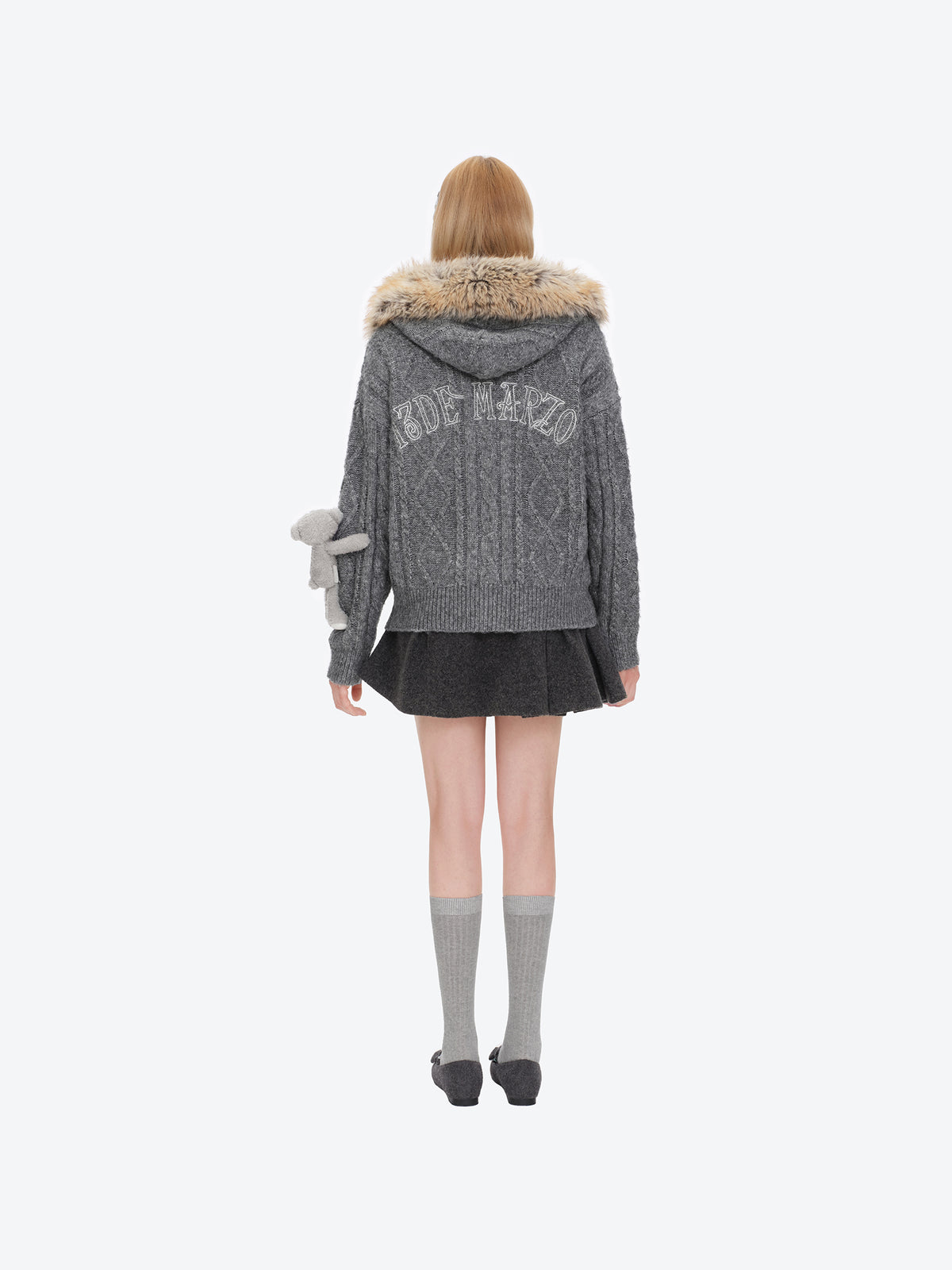 13DE MARZO Doozoo Hooded Cardigan Dark Grey