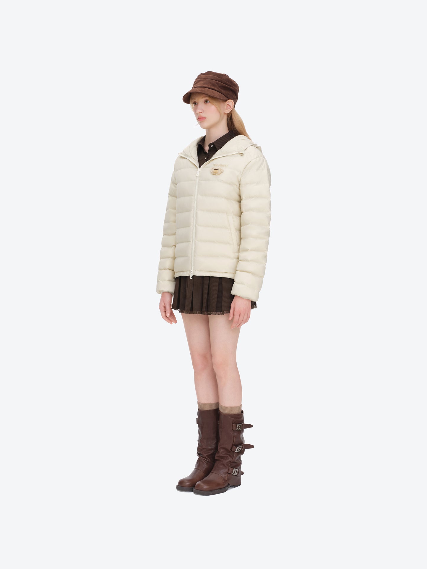 13DE MARZO Doozoo Quilted Down Jacket Beige