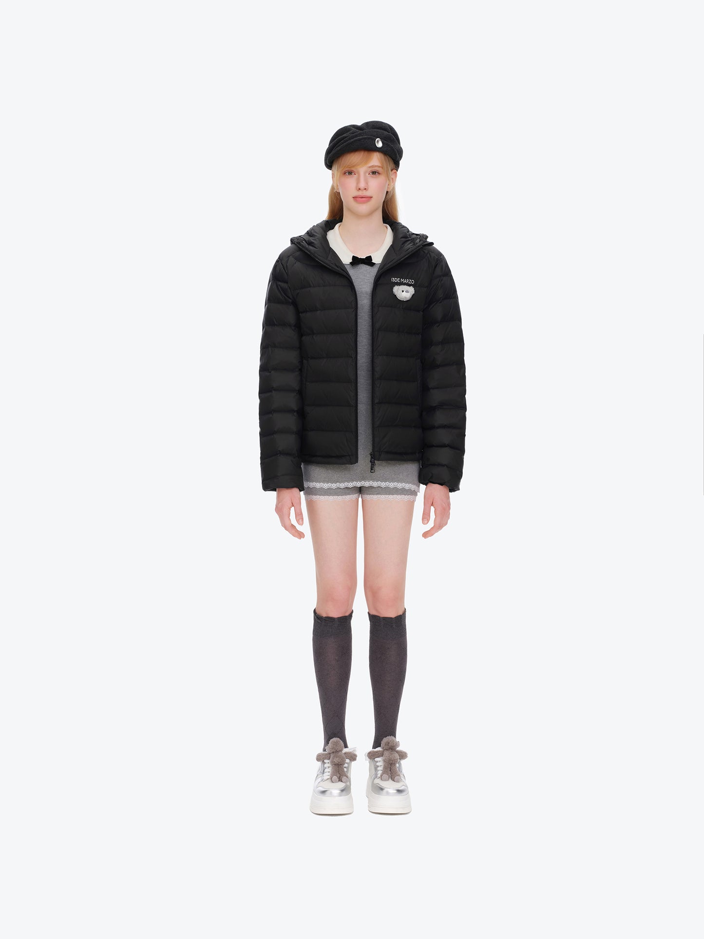 13DE MARZO Doozoo Quilted Down Jacket Black