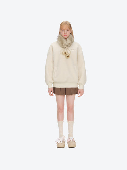 13DE MARZO Mini Bear Plush Snood Pullover Top