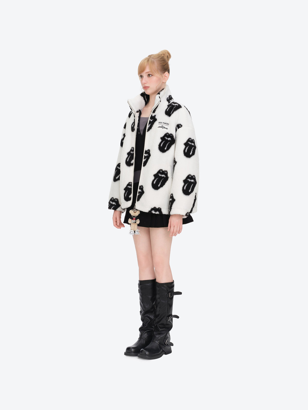 13DE MARZO Rolling Stones All-Over Print Coat White