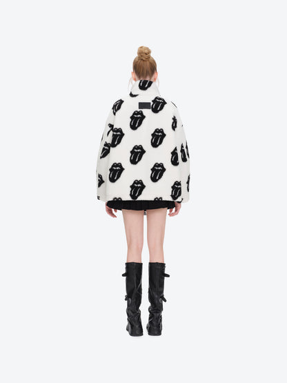 13DE MARZO Rolling Stones All-Over Print Coat White
