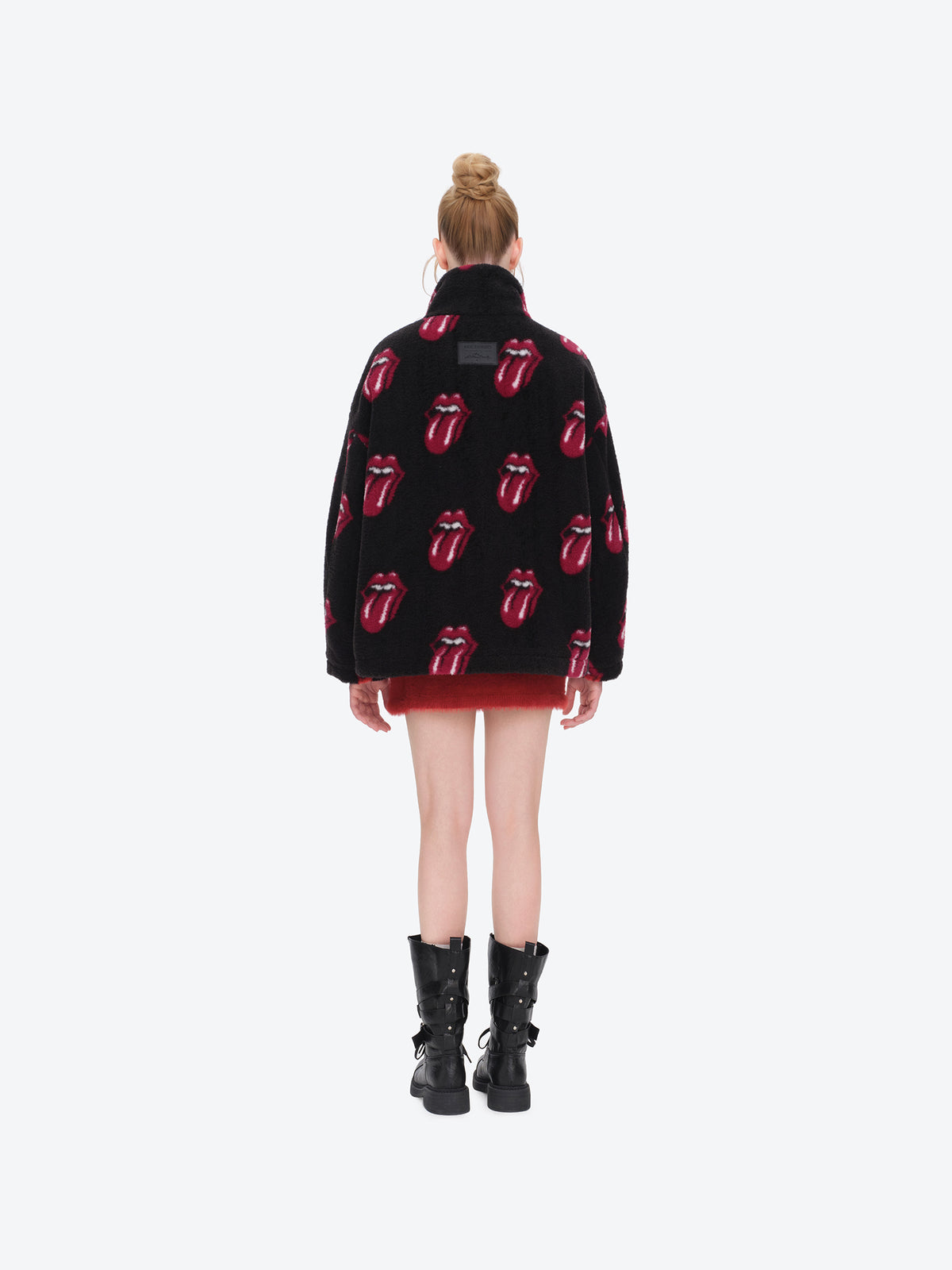 13DE MARZO Rolling Stones All-Over Print Coat Black