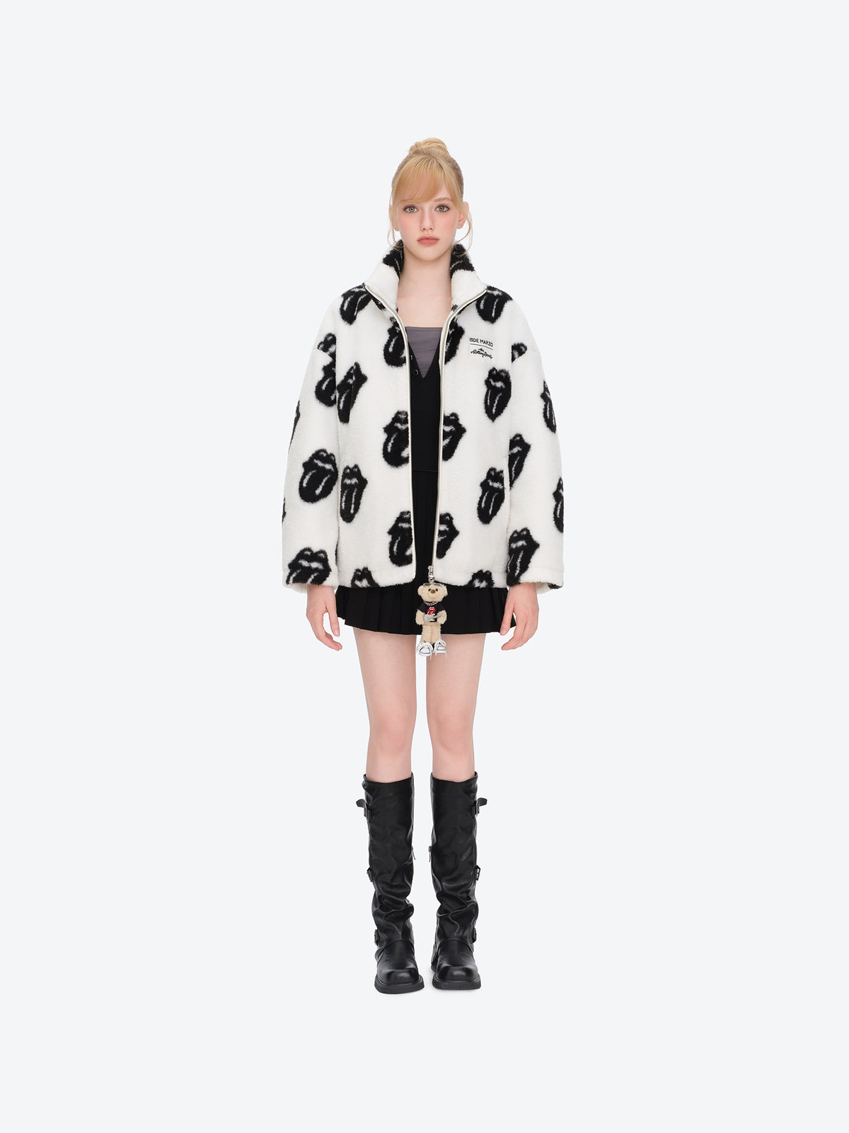 13DE MARZO Rolling Stones All-Over Print Coat White