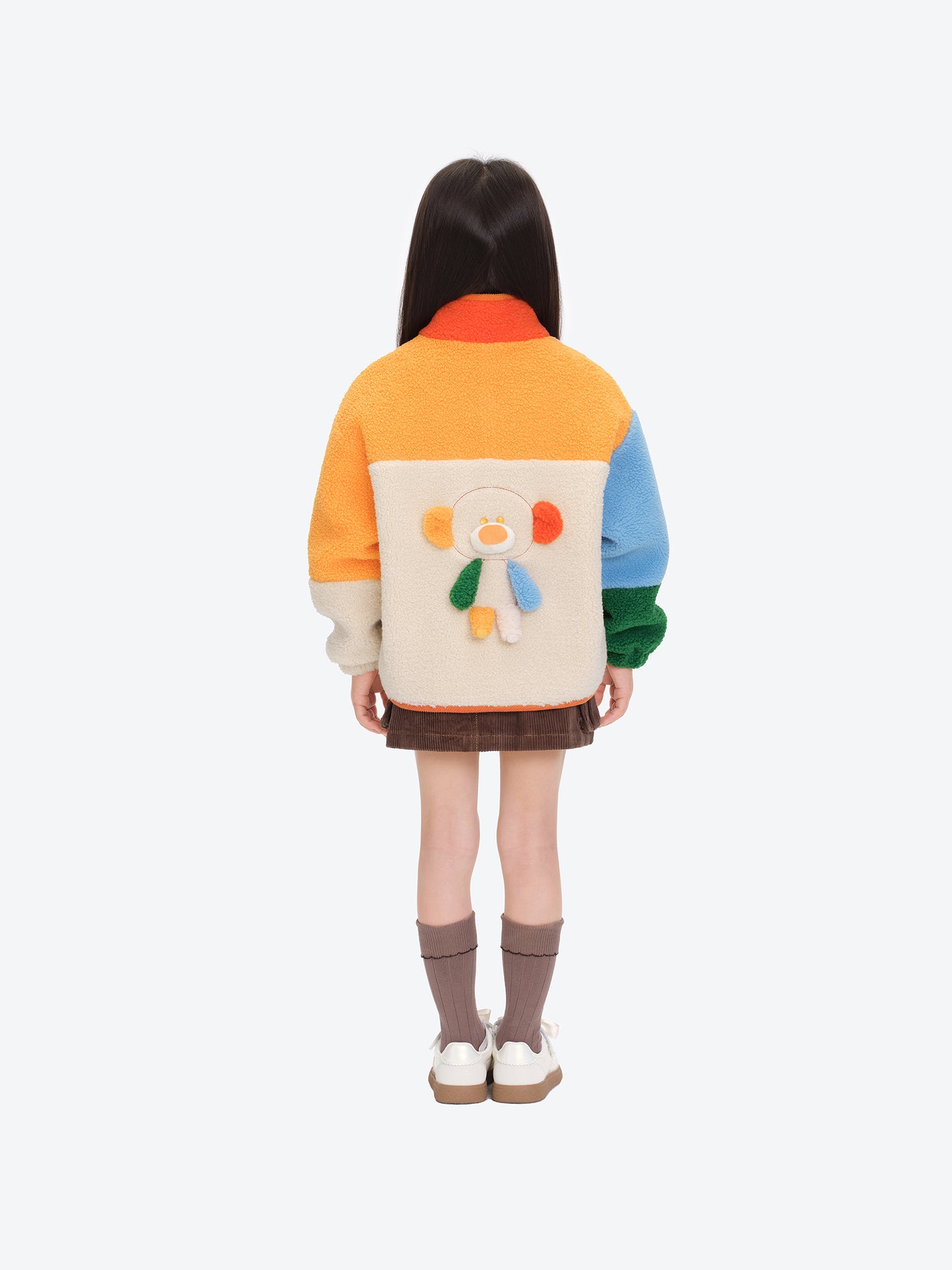 13DE MARZO BabyBear Patchwork  Shearling Jacket