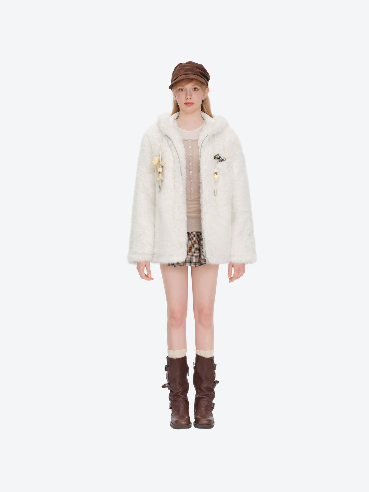 13DE MARZO Luminous Bear Furry Coat White - 13DE MARZO