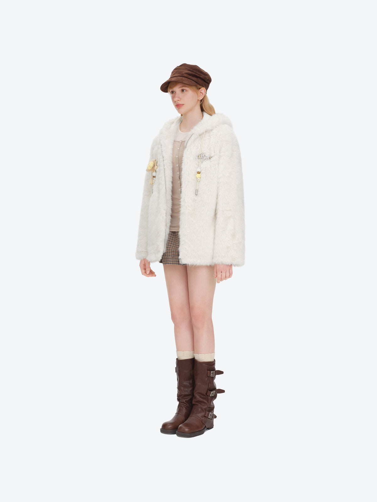 13DE MARZO Luminous Bear Furry Coat White - 13DE MARZO