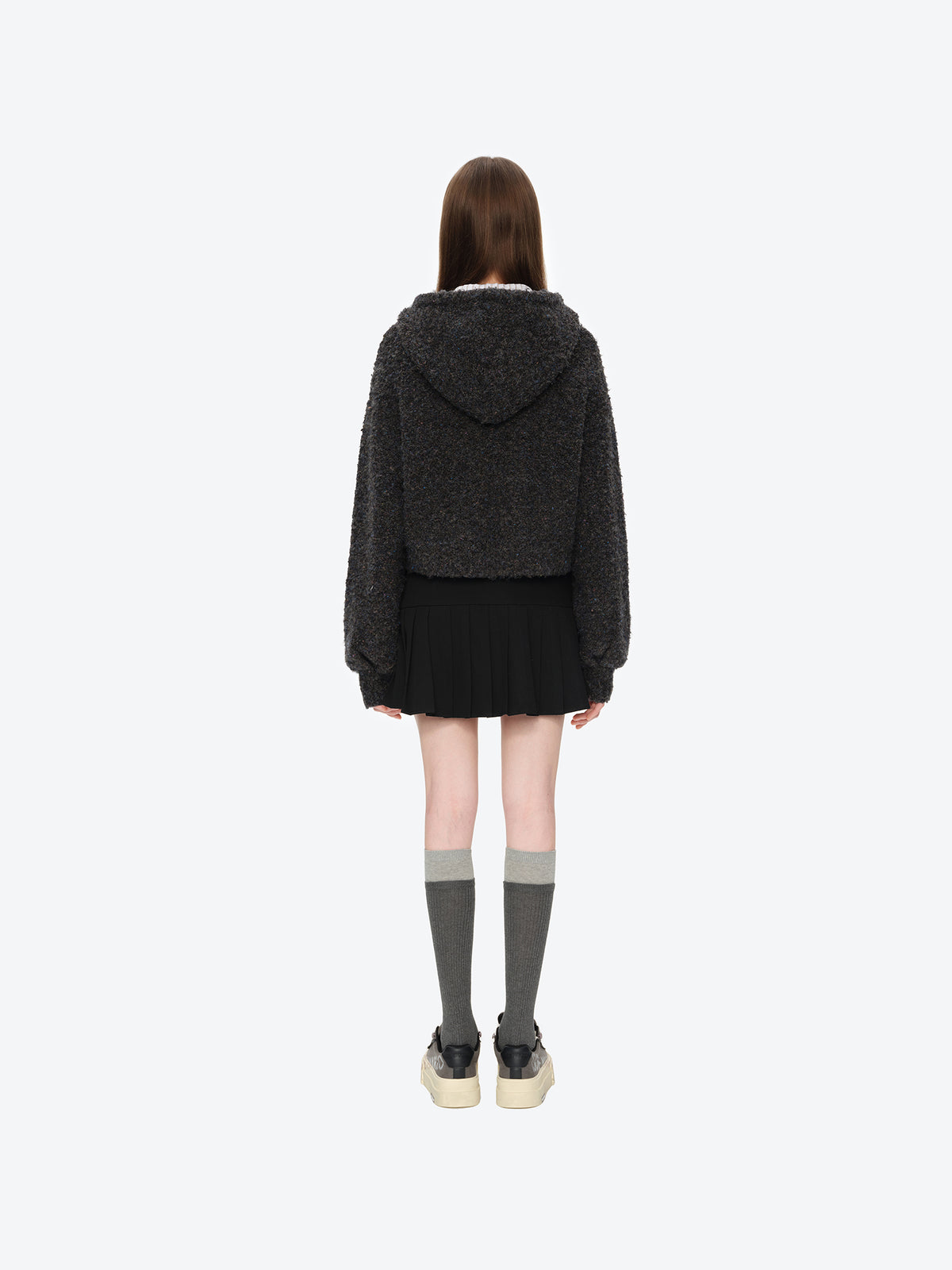 13DE MARZO Colorful Dot Knit Letter Fringe Cardigan Grey