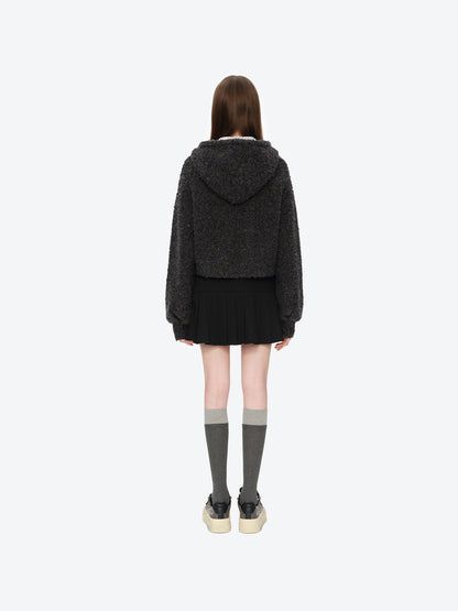 13DE MARZO Colorful Dot Knit Letter Fringe Cardigan Grey